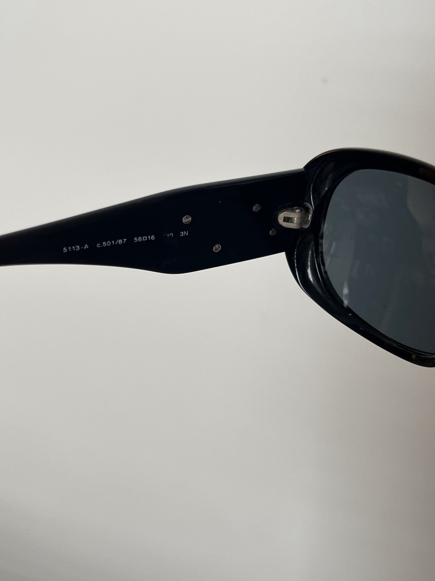 Vintage 2000s Chanel Black & White Camellia Logo Sunglasses