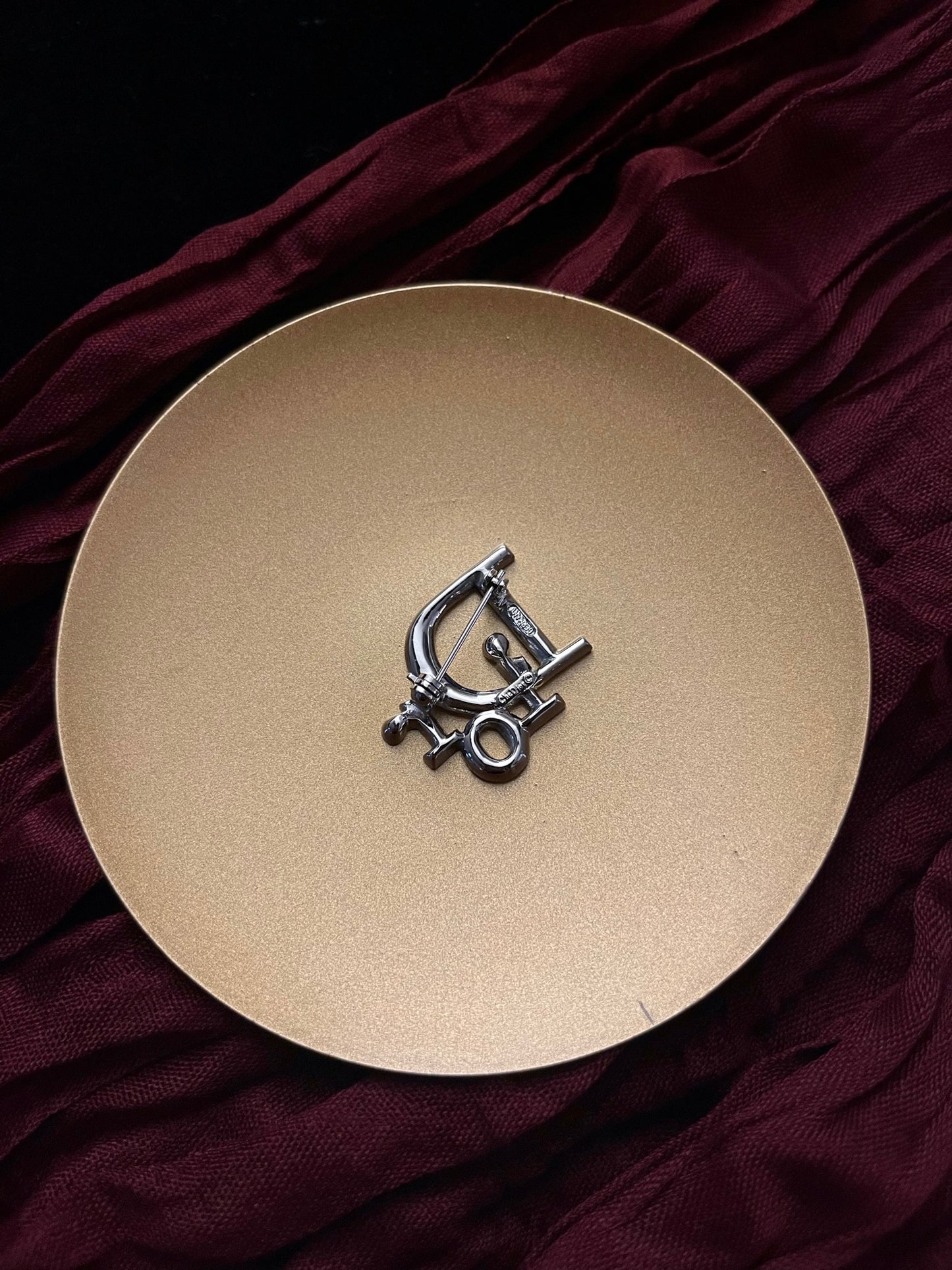 Vintage Dior Silver Crystal Logo Brooch