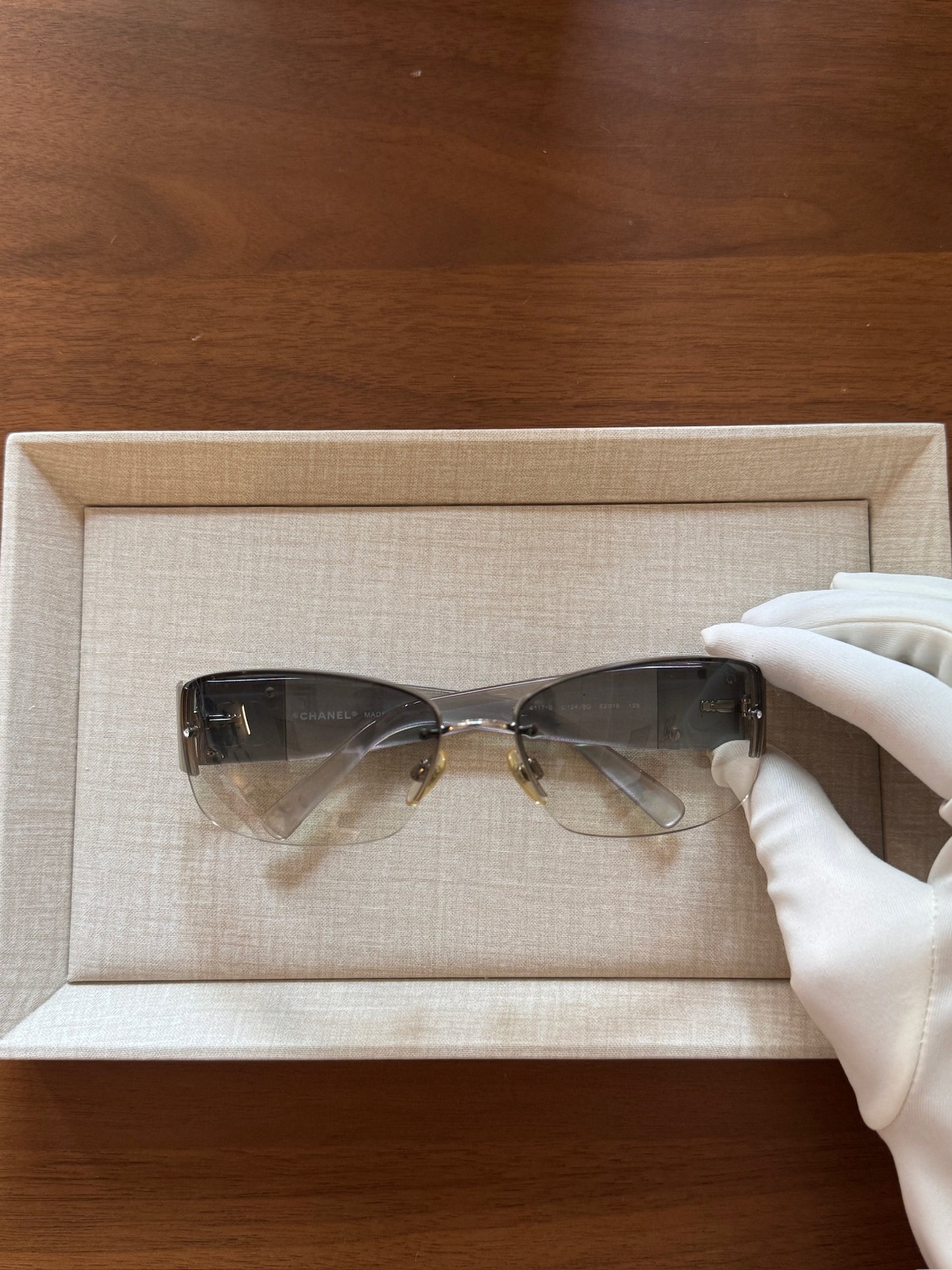 Chanel Crystal CC Silver Shield Sunglasses