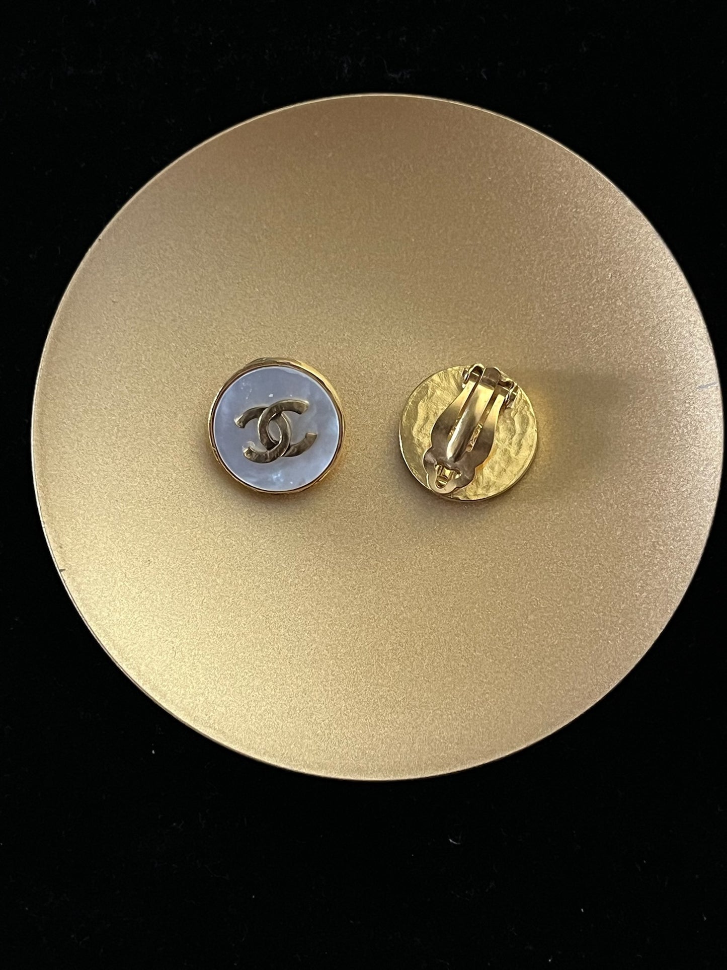 Chanel 1995 Gold-Plated White Mother-of-Pearl Clip-On Earrings