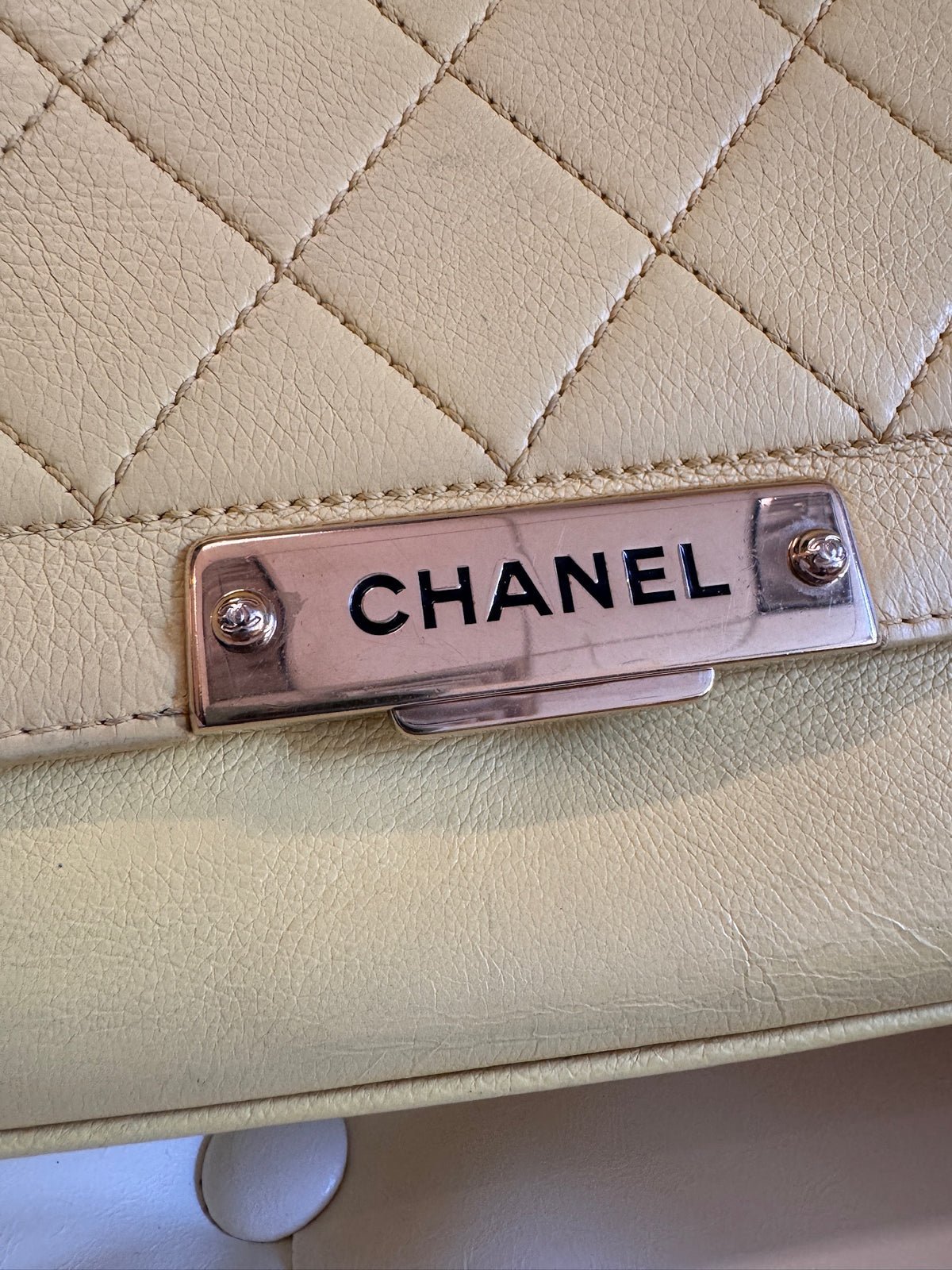 Chanel Yellow Quilted Leather Chain Shoulder Bag