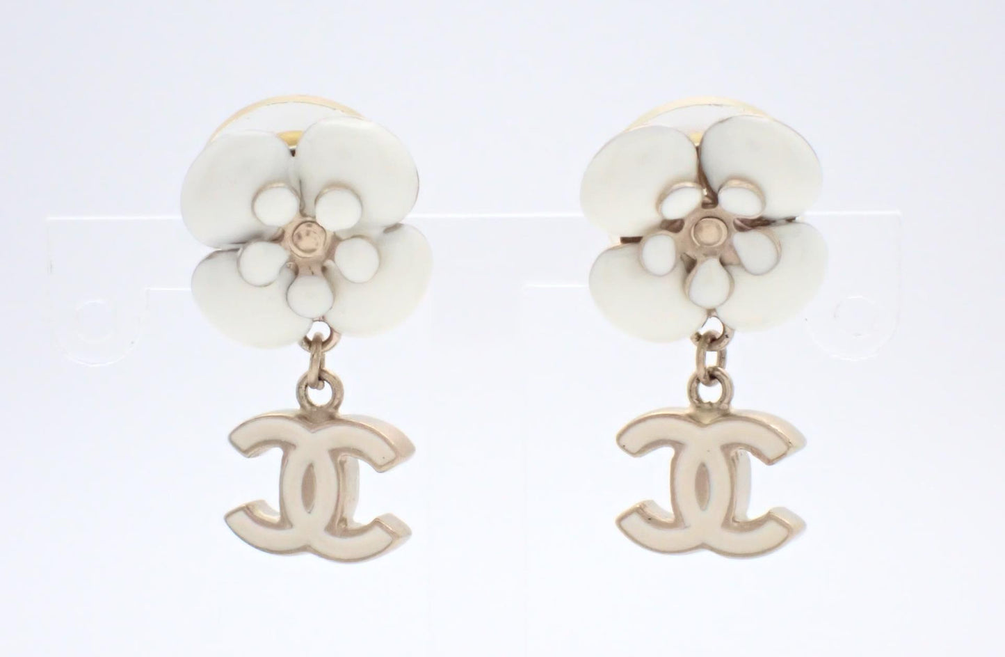 Chanel 2006 Vintage Camellia CC Drop Earrings