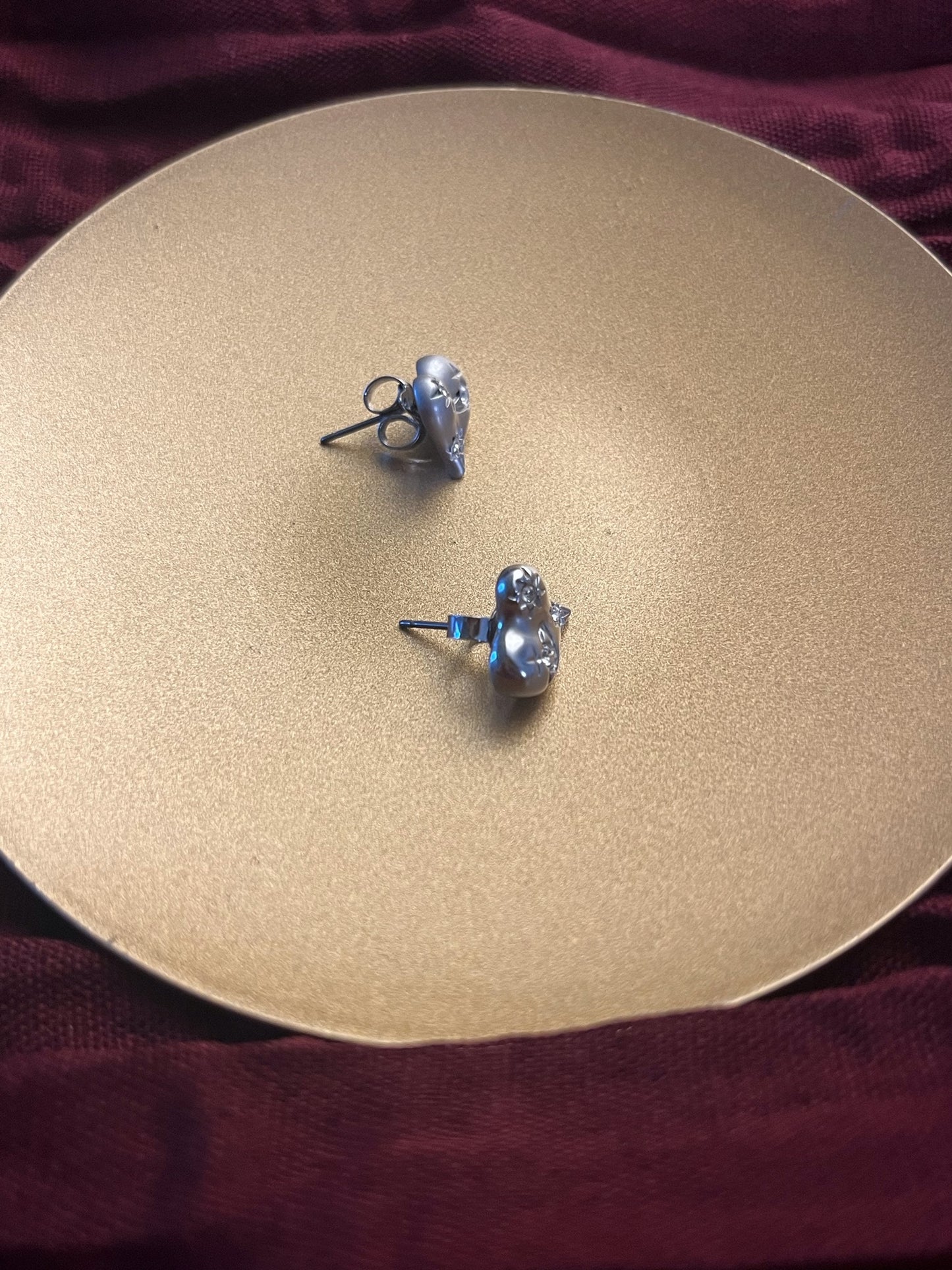 Vivienne Westwood Silver Cosmic Heart Crystal Stud Earrings