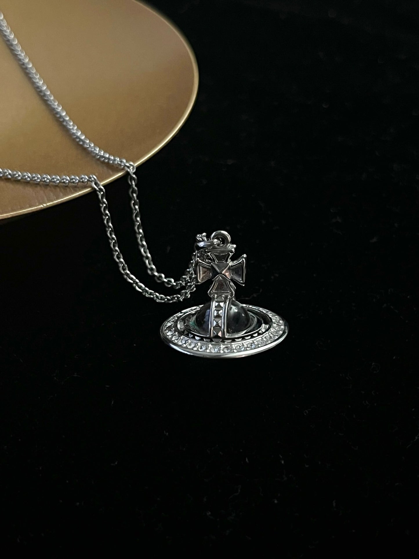 Vivienne Westwood Silver Orb Crystal Pendant Necklace