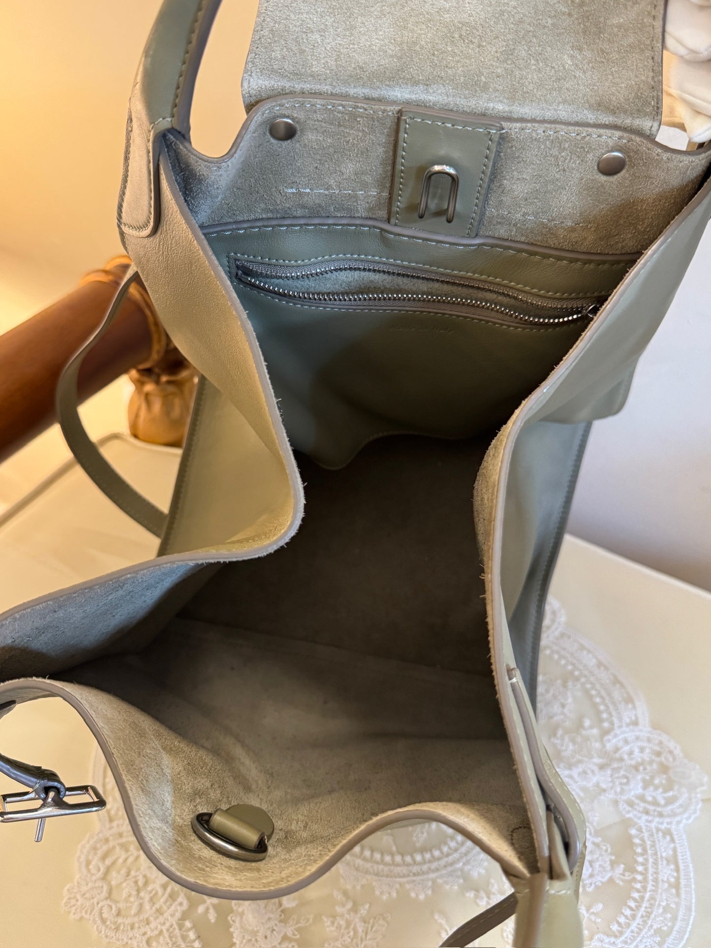 Celine Sage Green Big Bag Bucket Leather Tote