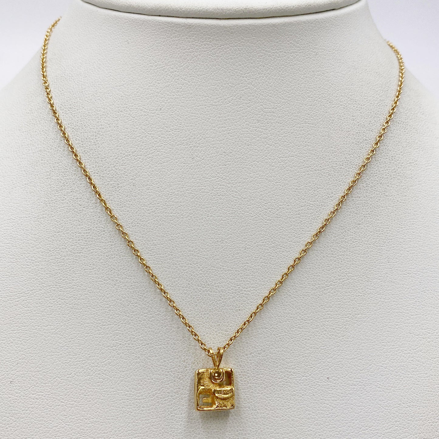 Givenchy Vintage Crystal Cube Pendant Necklace