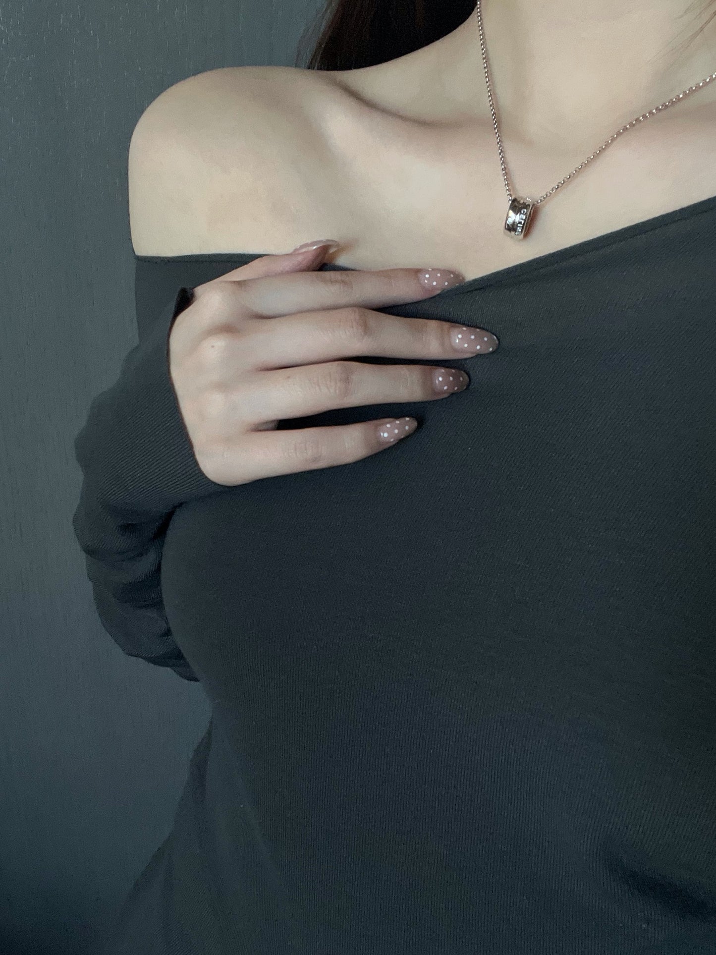 CELINE 925 Sterling Silver Logo Ring Pendant Necklace