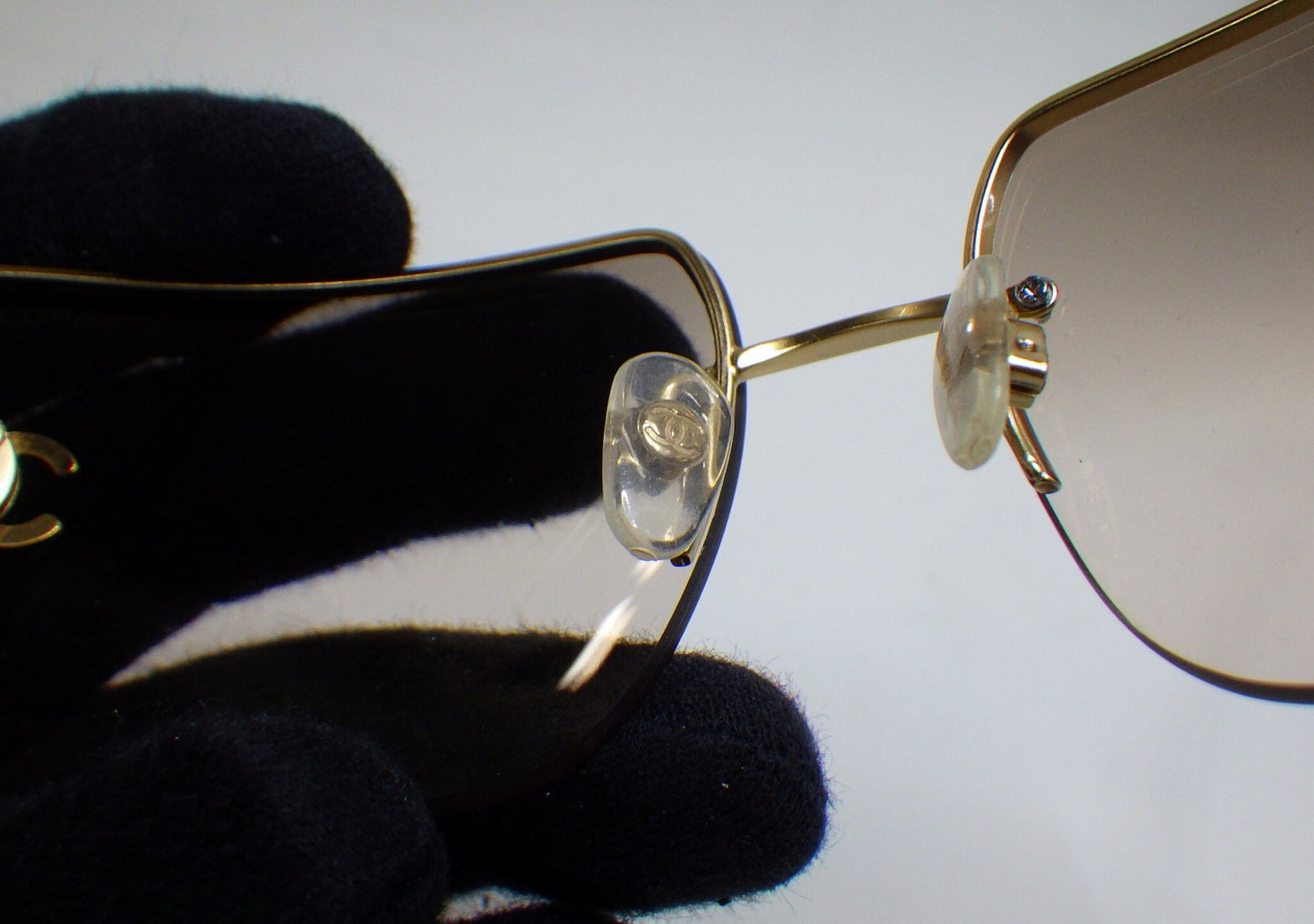 Chanel Y2K Vintage Gold-Tone CC Rimless Sunglasses
