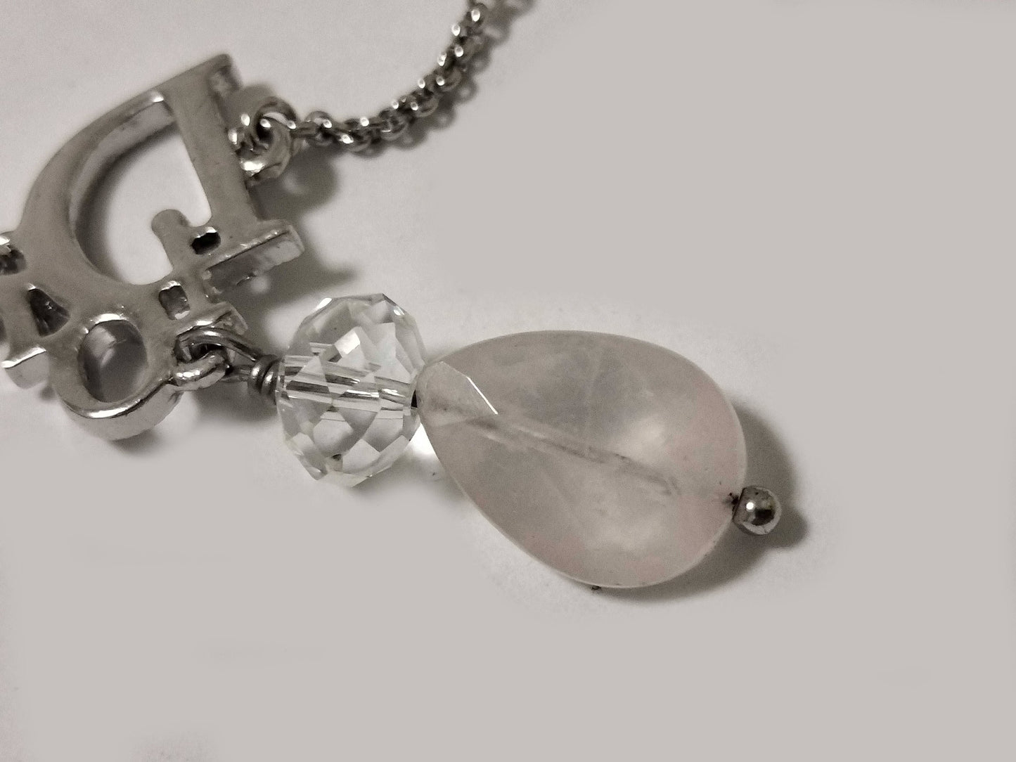 Vintage Dior Pink Chalcedony Crystal Logo Bracelet