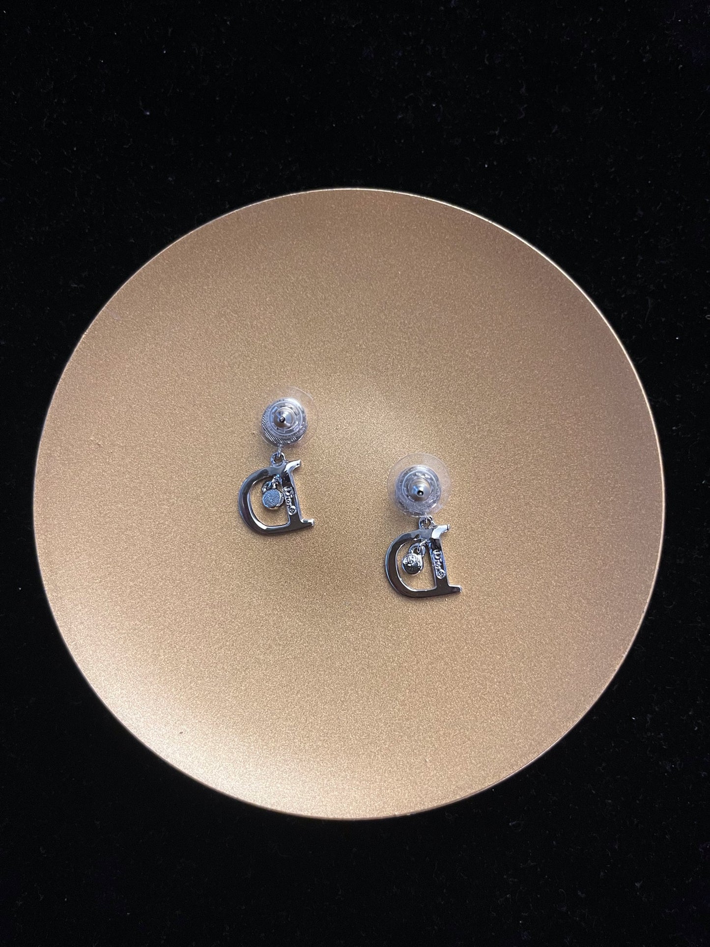 Vintage Dior Silver “D” Logo Drop Earrings