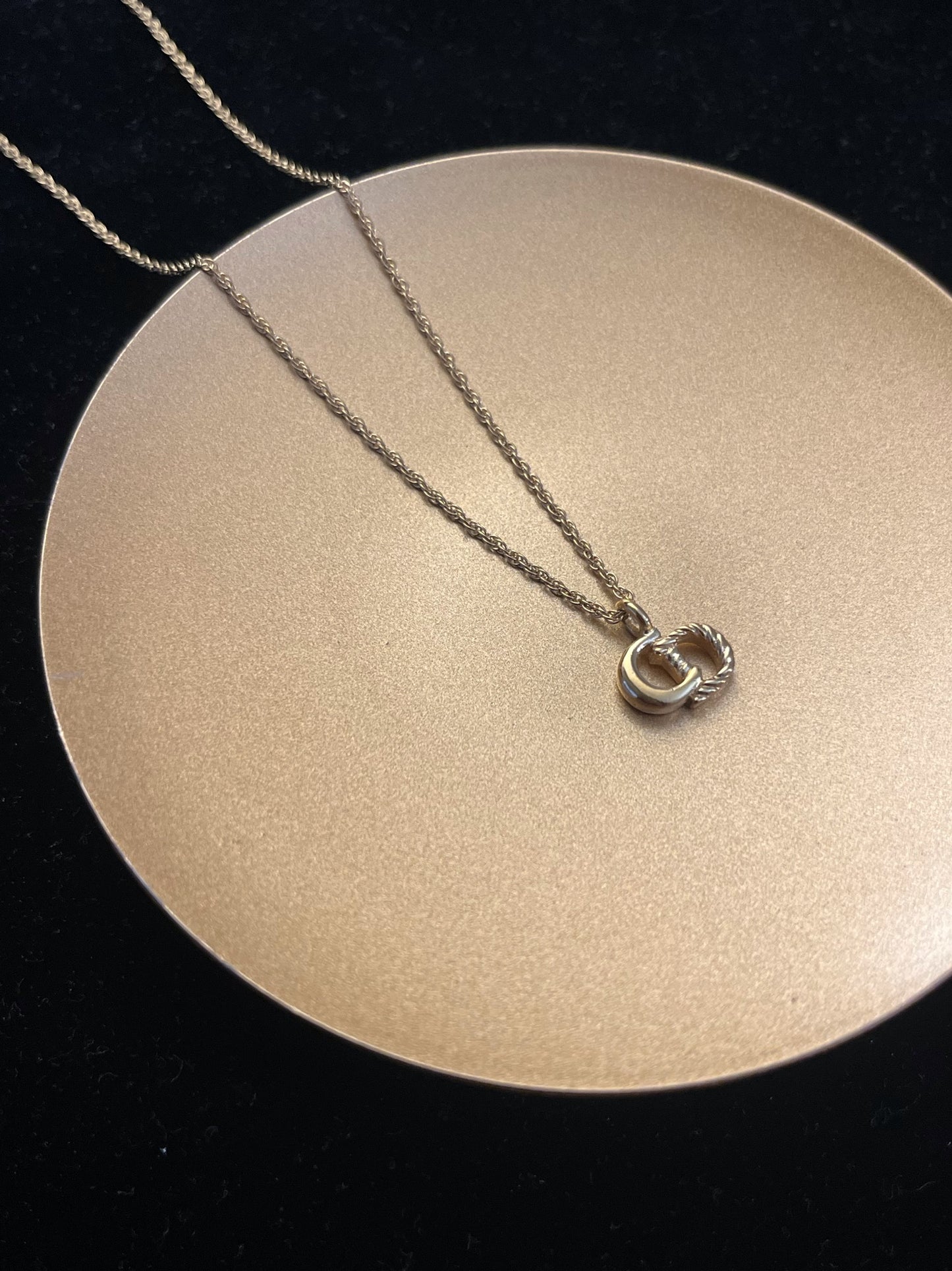 Vintage Dior Gold CD Logo Pendant Necklace