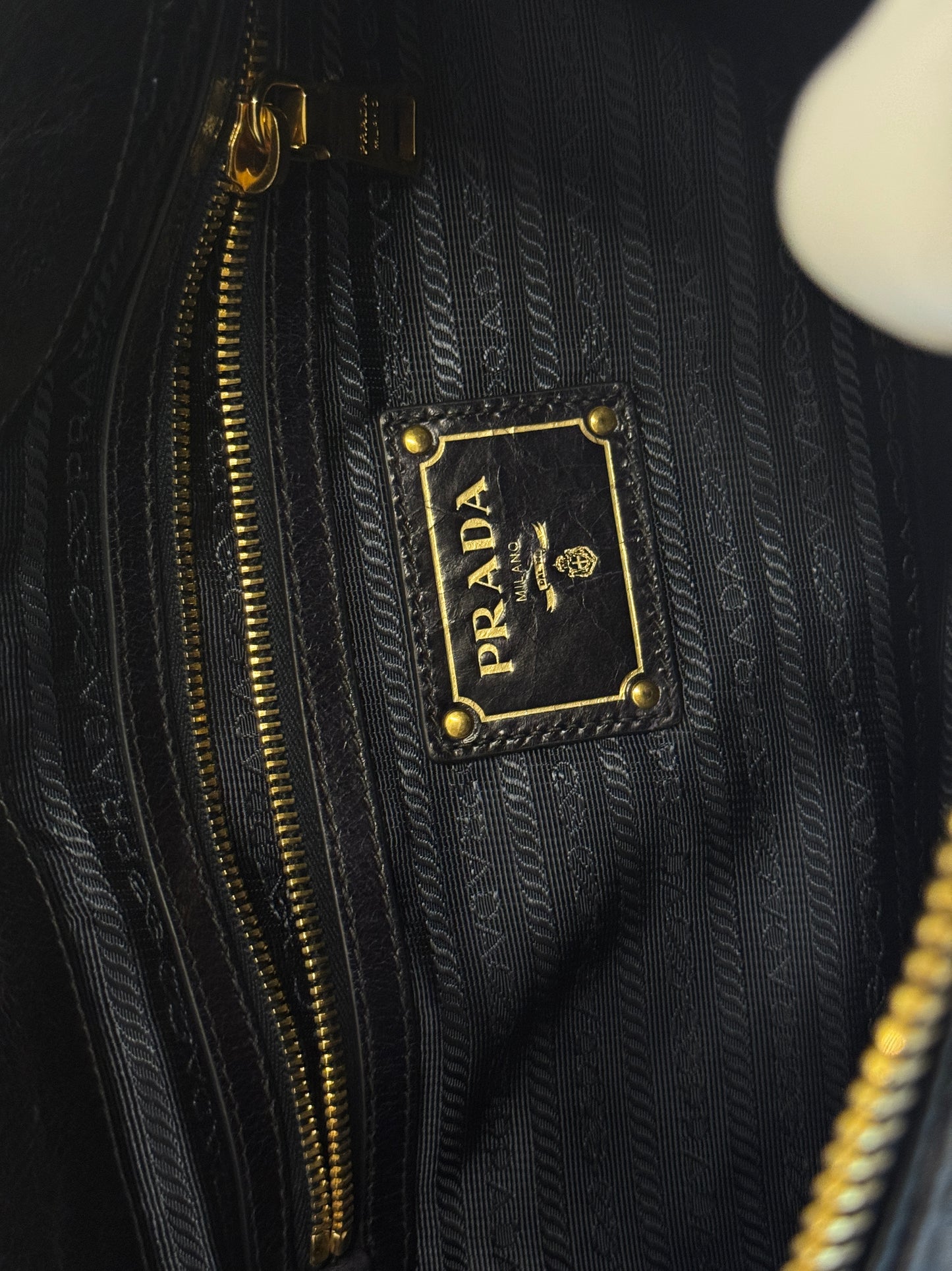 Prada Vitello Shine Leather Chain Large Tote Bag