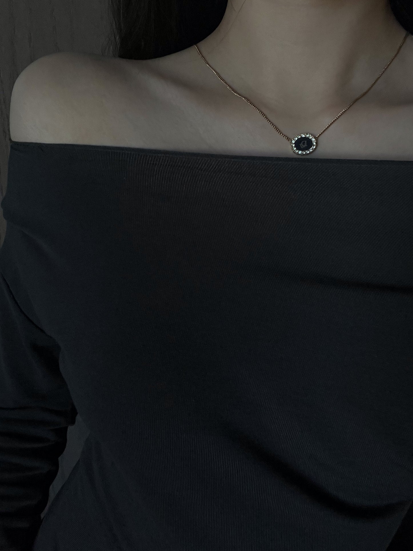 Dior Crystal Halo Logo Medallion Necklace