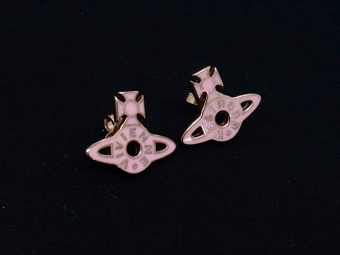 Vintage Vivienne Westwood Pink Enamel Orb Stud Earrings