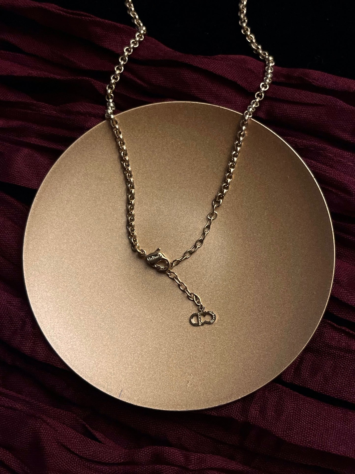 Vintage Dior Full Crystal Gold Elephant Pendant Necklace