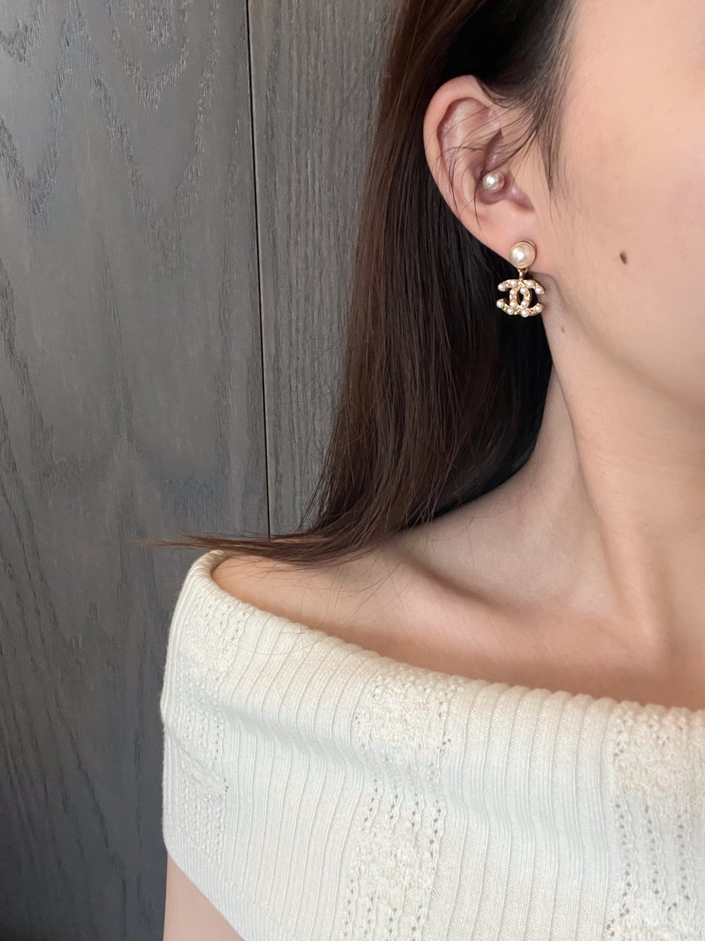 Chanel 2002 Gold-Plated Pearl Stud Earrings