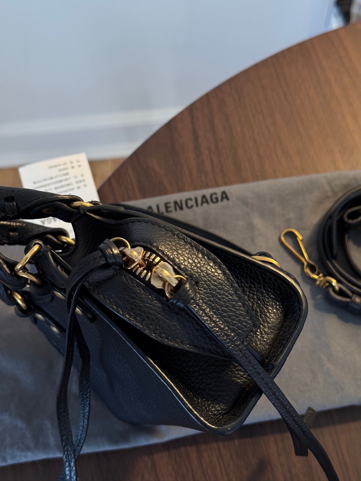 Balenciaga Black Leather Mini City Bag with Gold Hardware (With Pouch)
