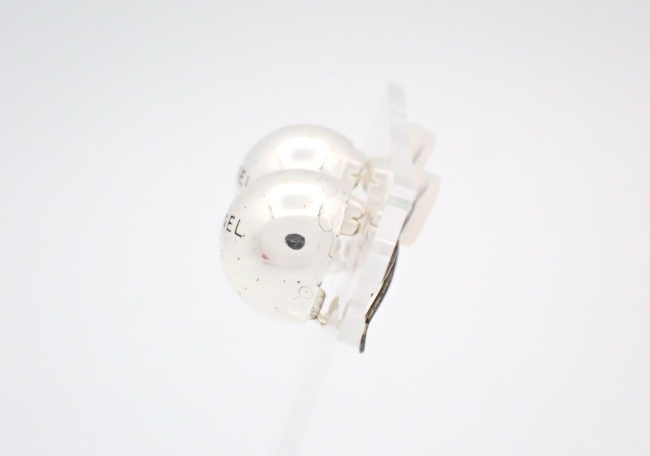 Chanel 1998 Sterling Silver Bead Clip-On Earrings