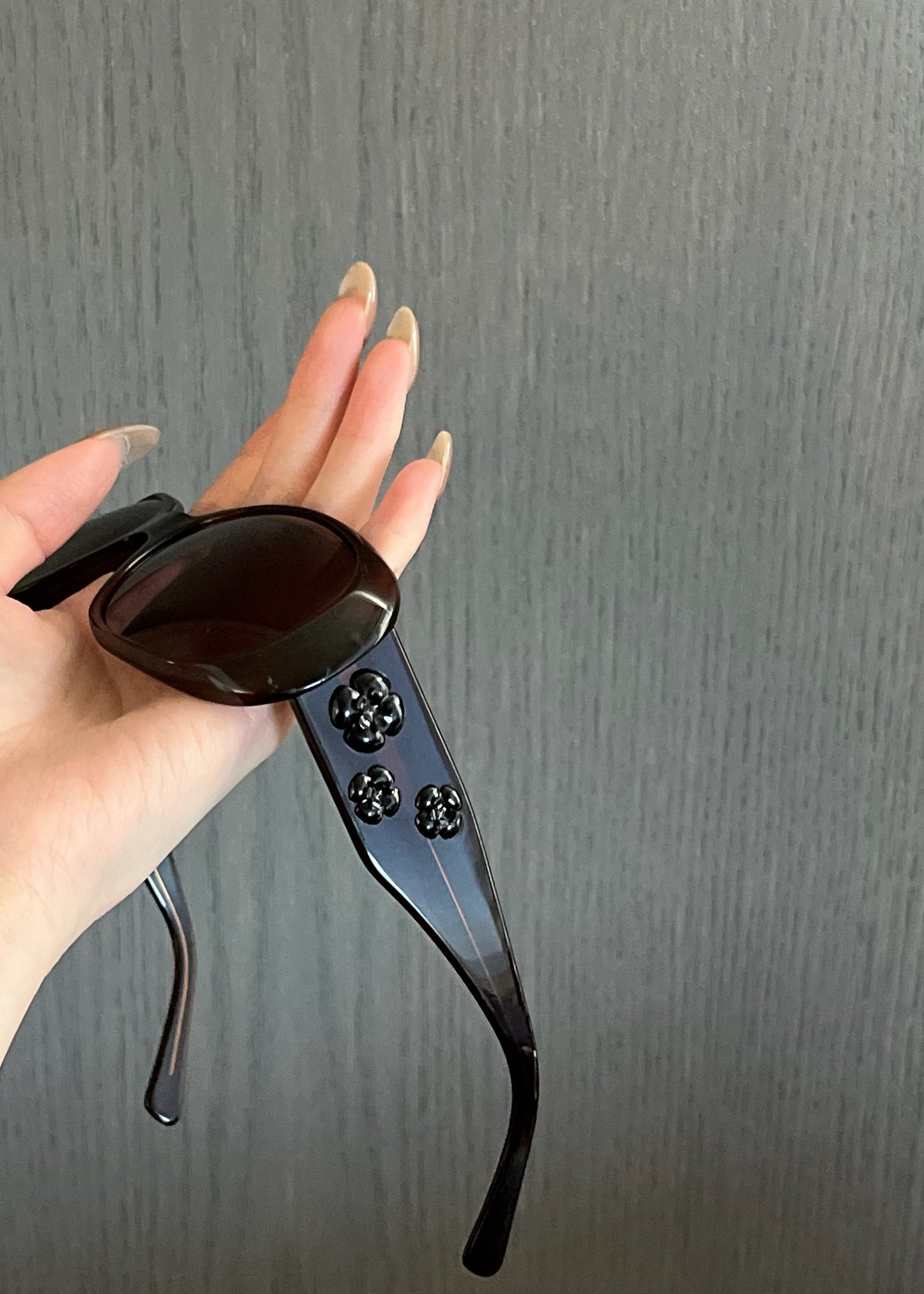 Chanel 1990s Brown Camellia Sunglasses