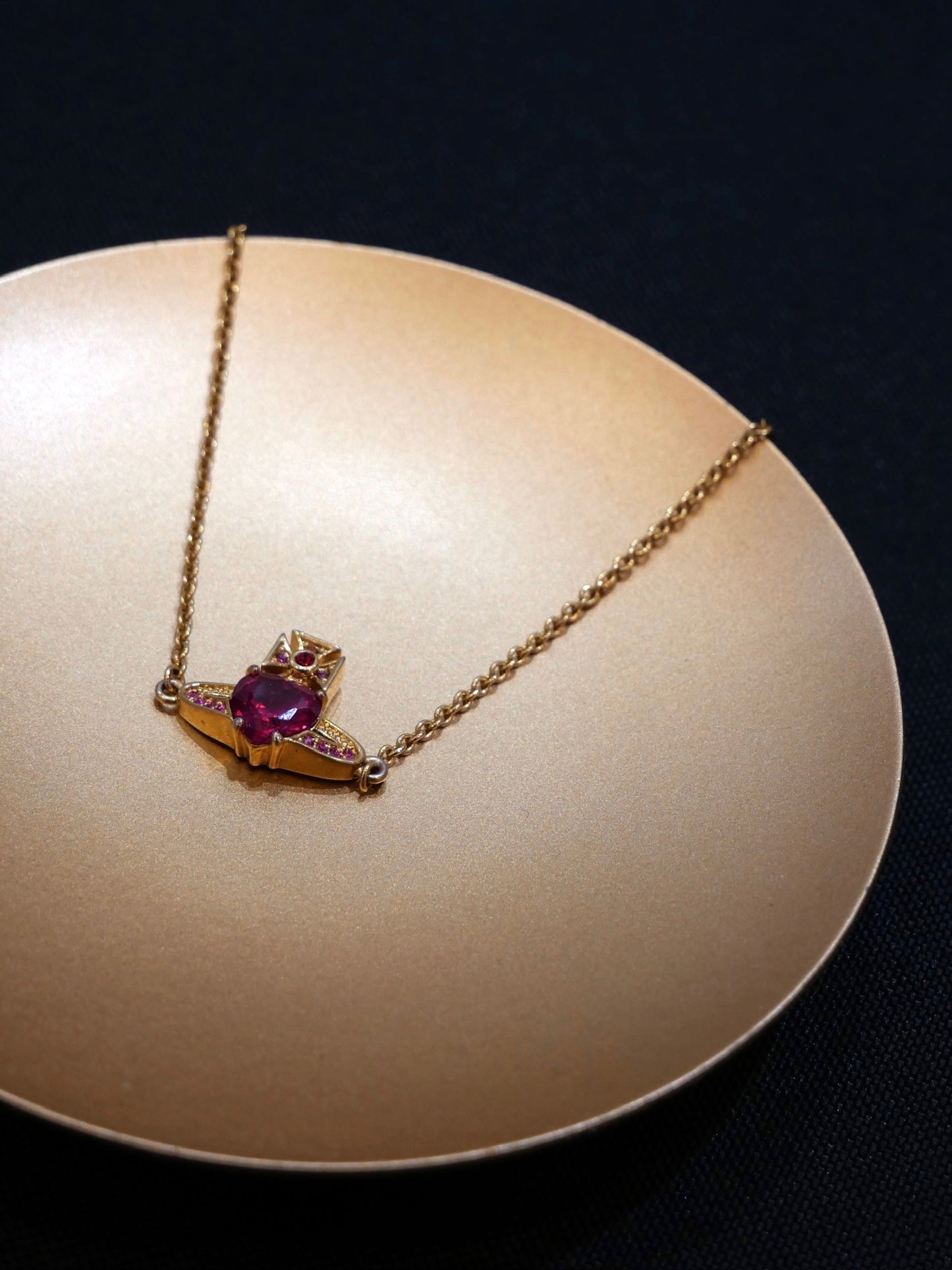 Vintage Vivienne Westwood Ruby-Tone Gemstone Orb Necklace