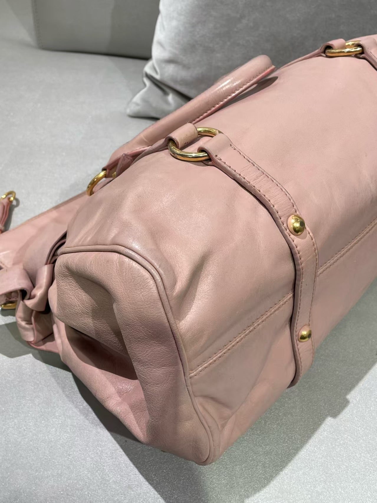 Miu Miu Vitello Lux Bow Satchel – Pink