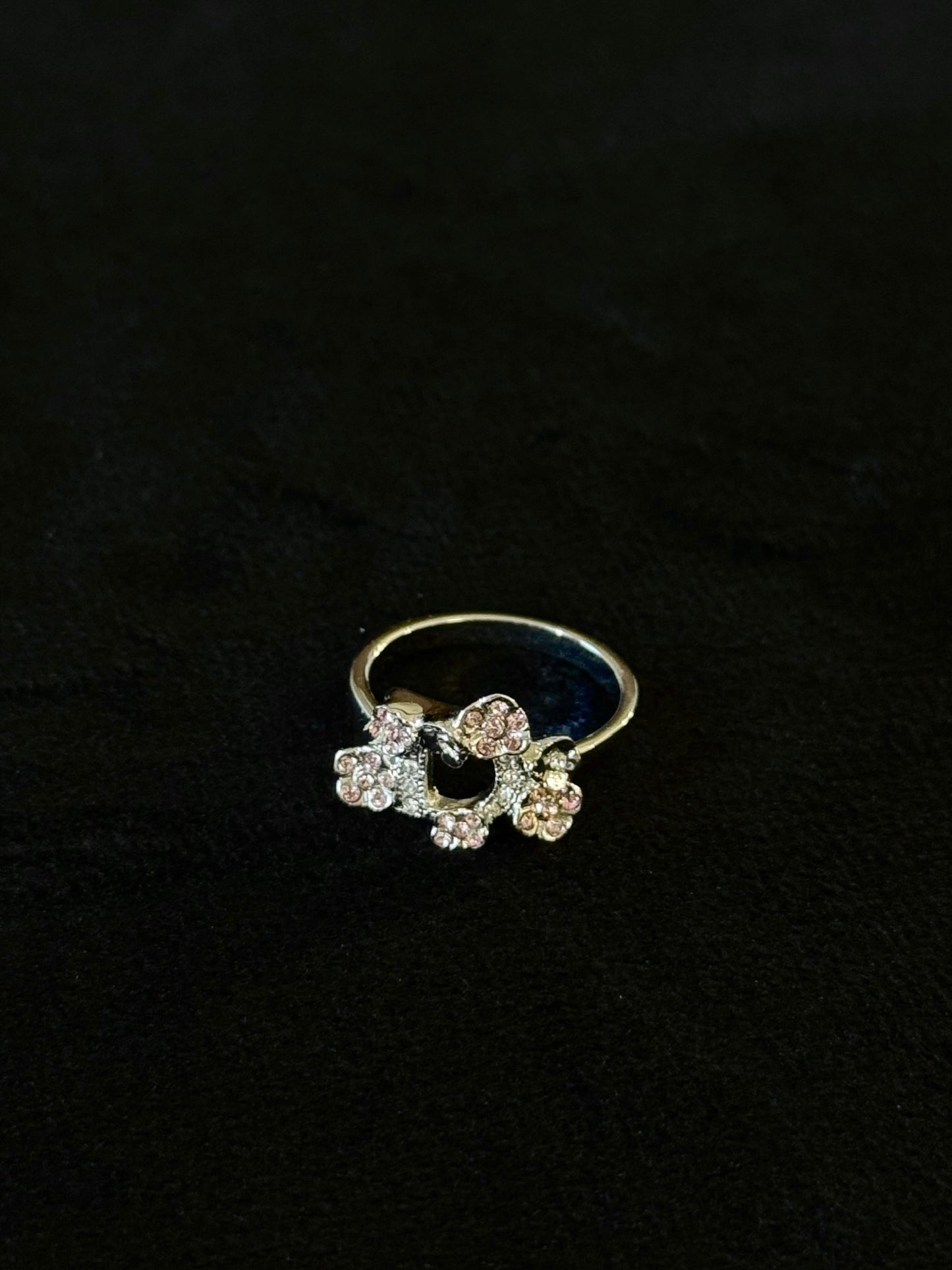 Christian Dior Crystal Floral Open Ring