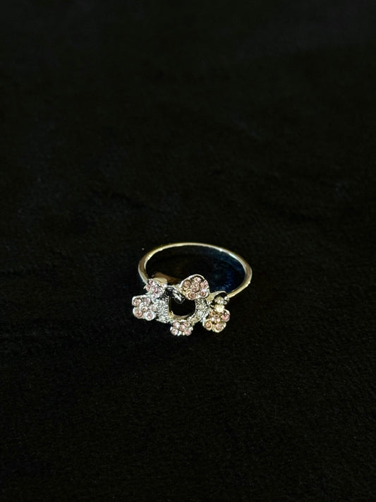 Christian Dior Crystal Floral Open Ring