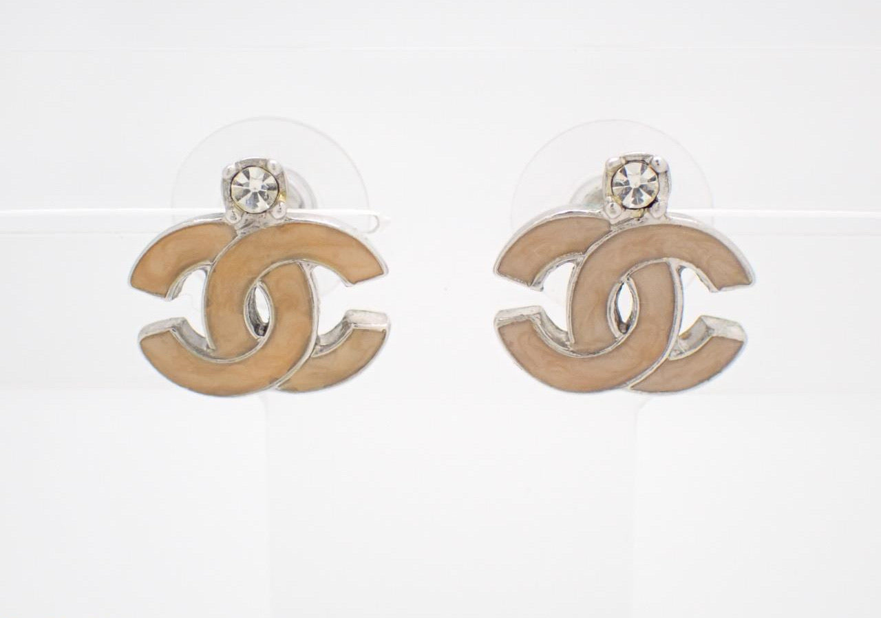Chanel 2004 Light Orange CC Stud Earrings