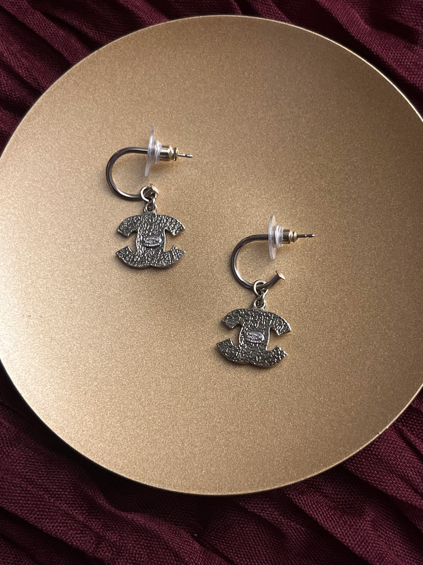 Chanel 2008 Double-Layer Pale Pink Crystal Earrings in Light Gold Tone