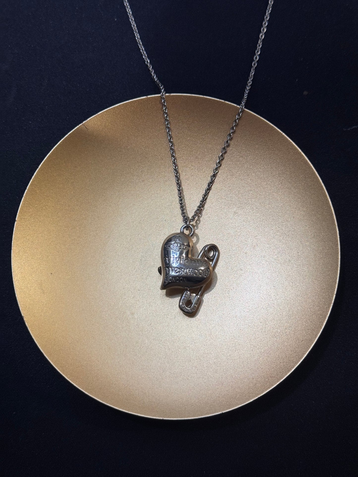 Vivienne Westwood Heart Safety Pin Orb Necklace