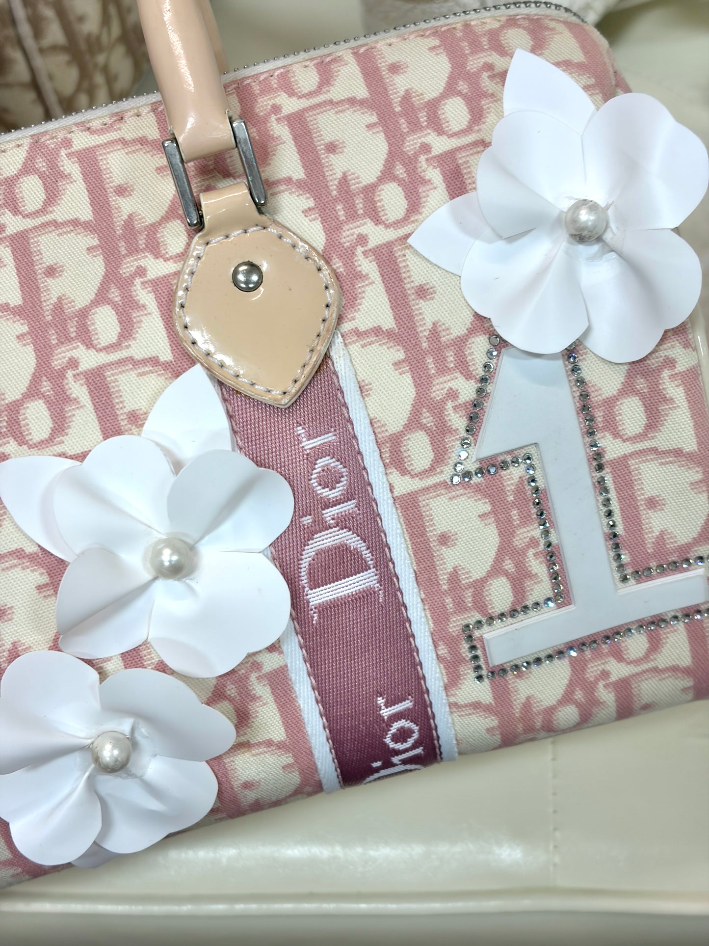 Dior Pink Oblique Floral Bowler Handbag