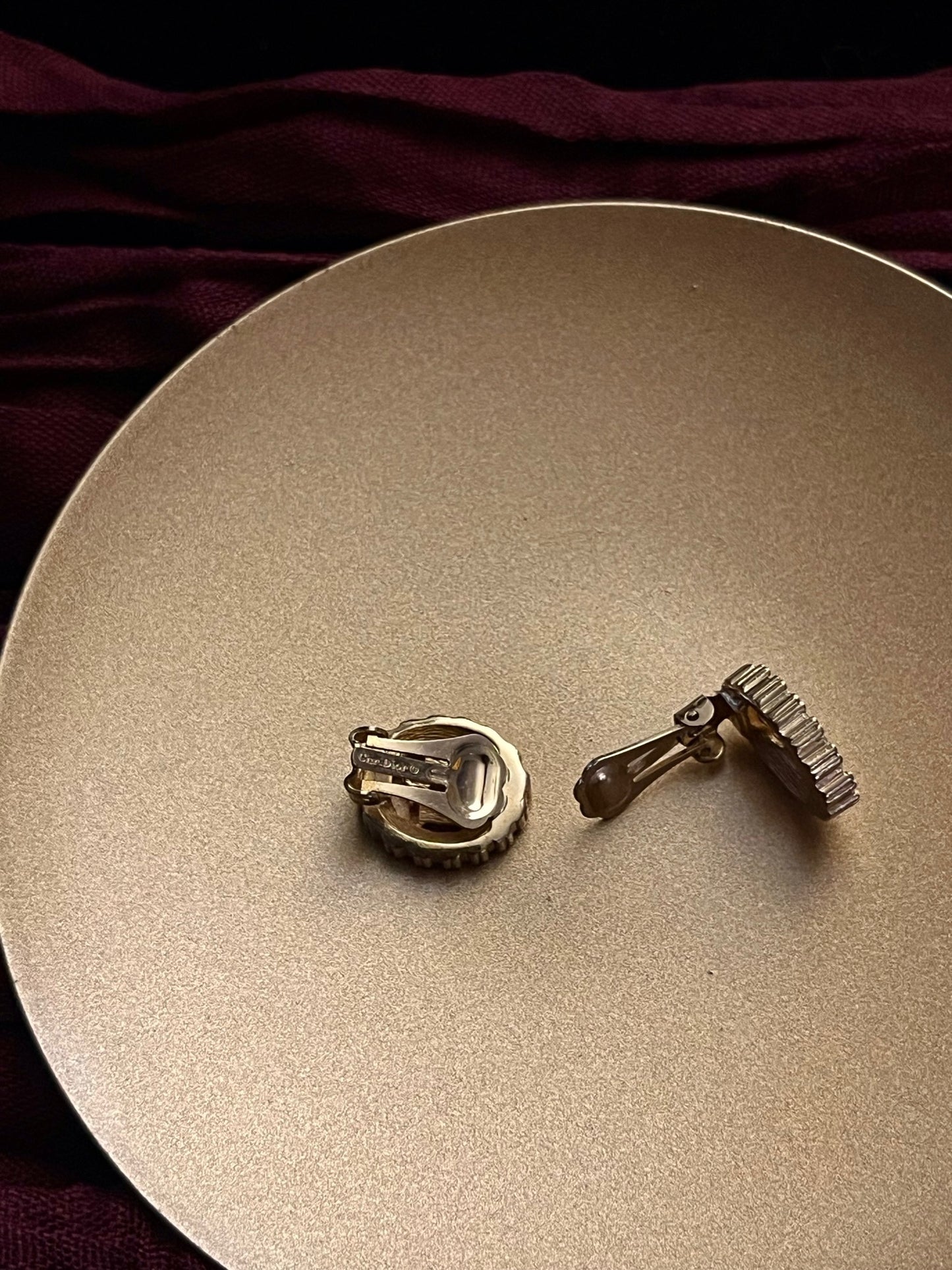 Vintage Dior Gold Pavé CD Logo Ear Clips