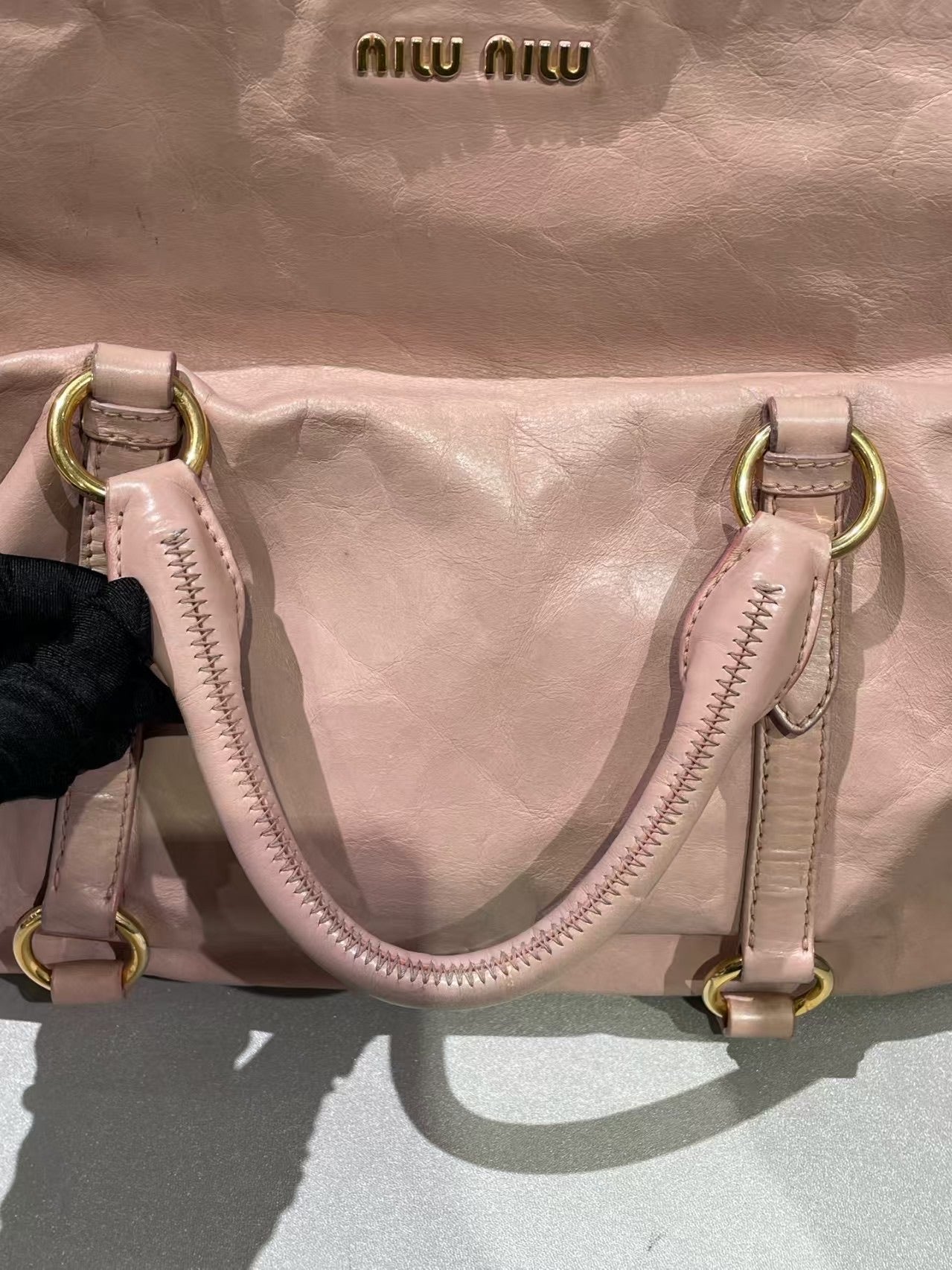 Miu Miu Vitello Lux Bow Satchel – Pink