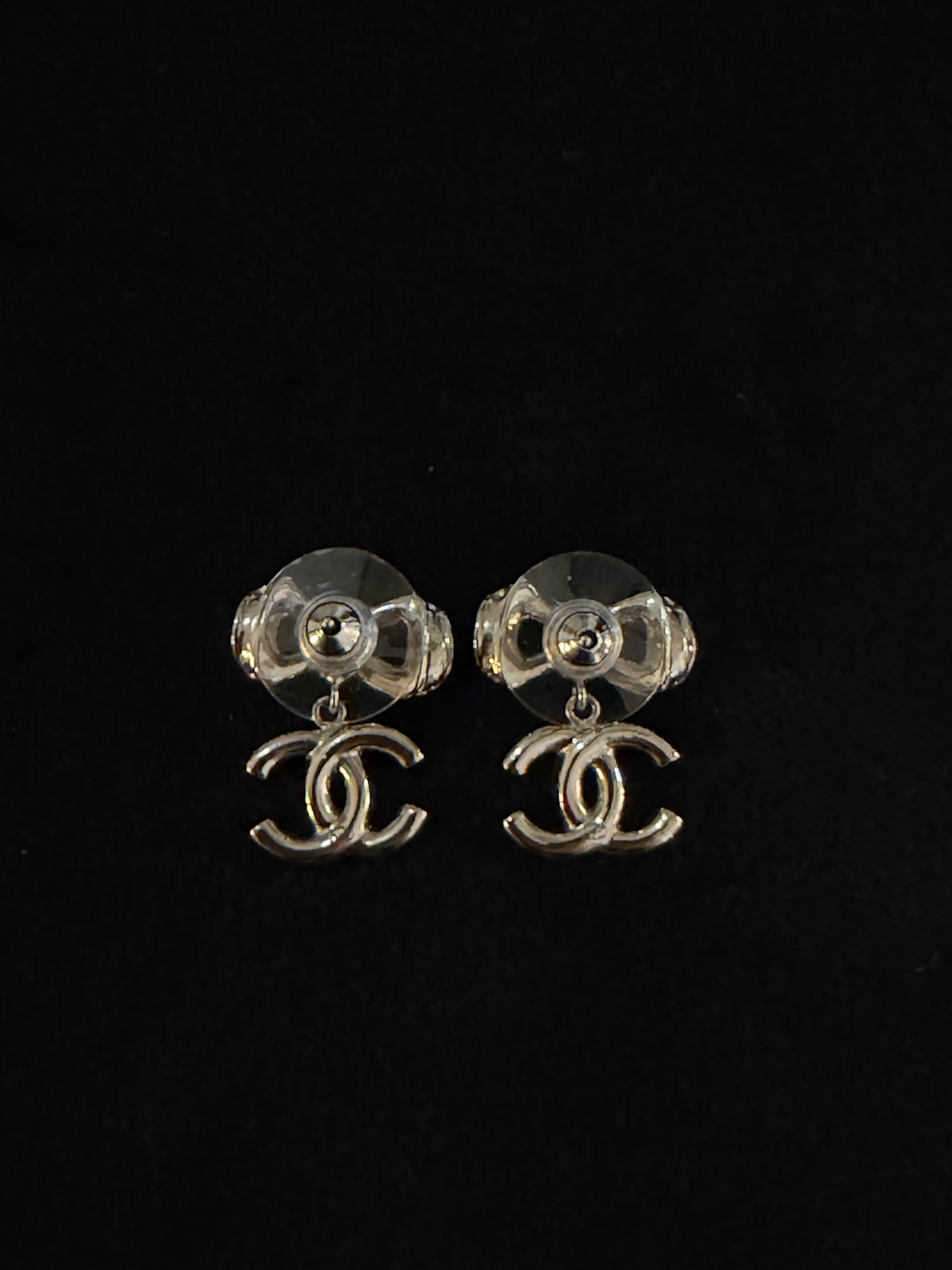 Chanel Crystal Bow CC Drop Earrings