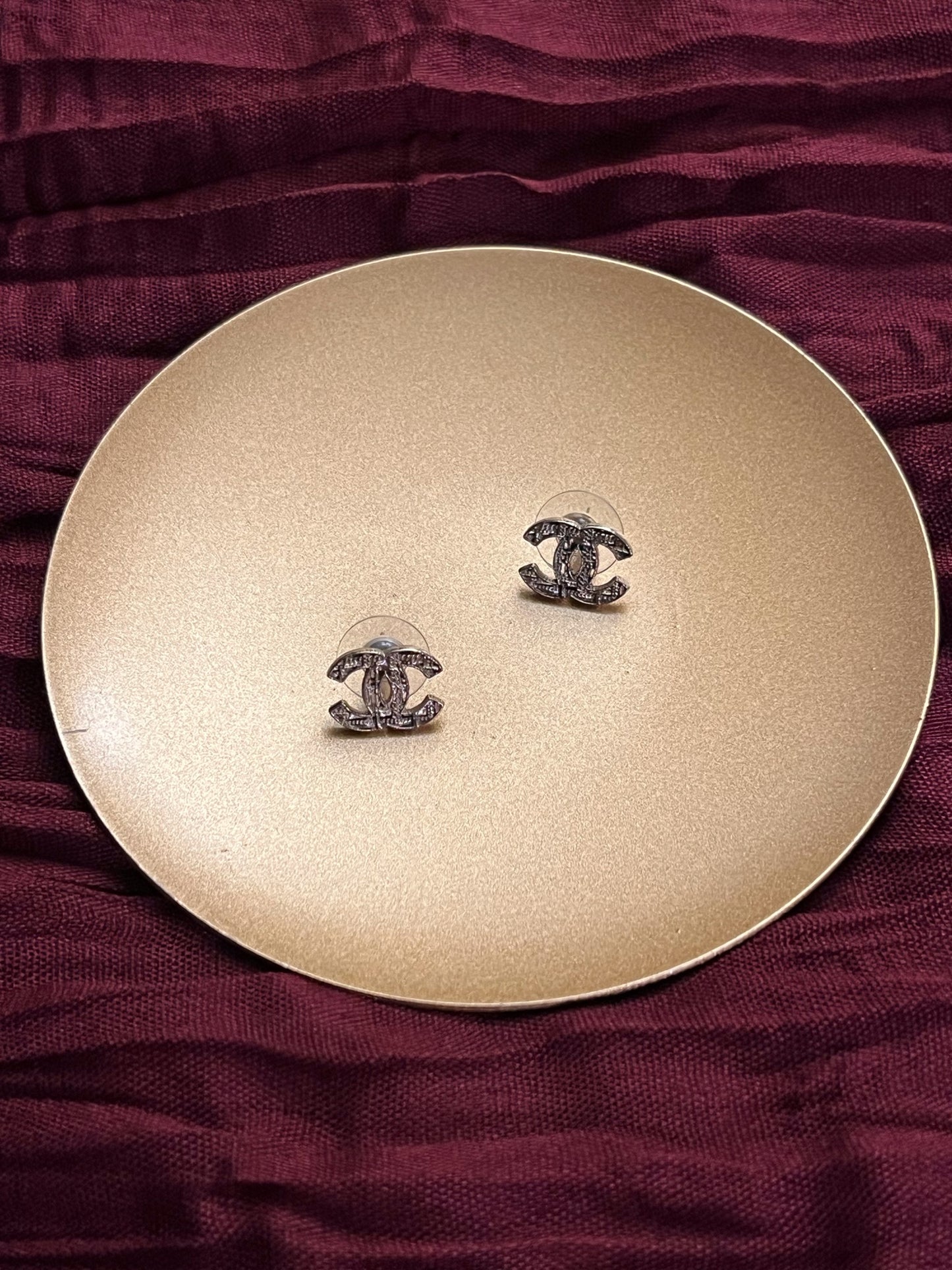 Chanel 2013 Vintage Openwork CC Gold Stud Earrings