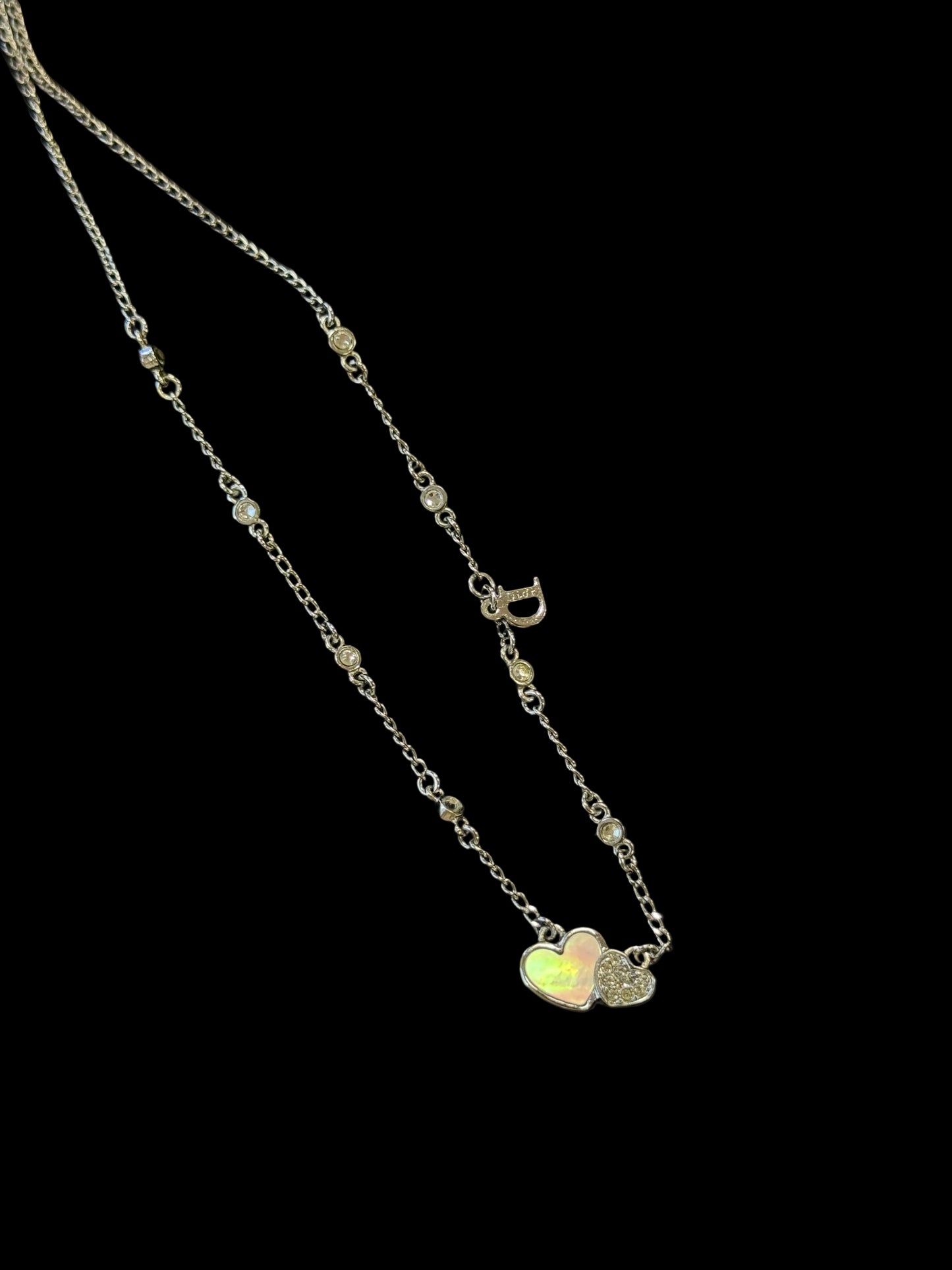 Vintage Dior Mother of Pearl Heart Shape Pendant Necklace