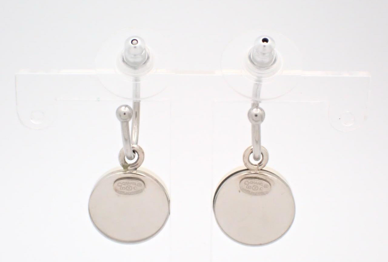Chanel 2003 CC Disc Drop Earrings – Silver Tone