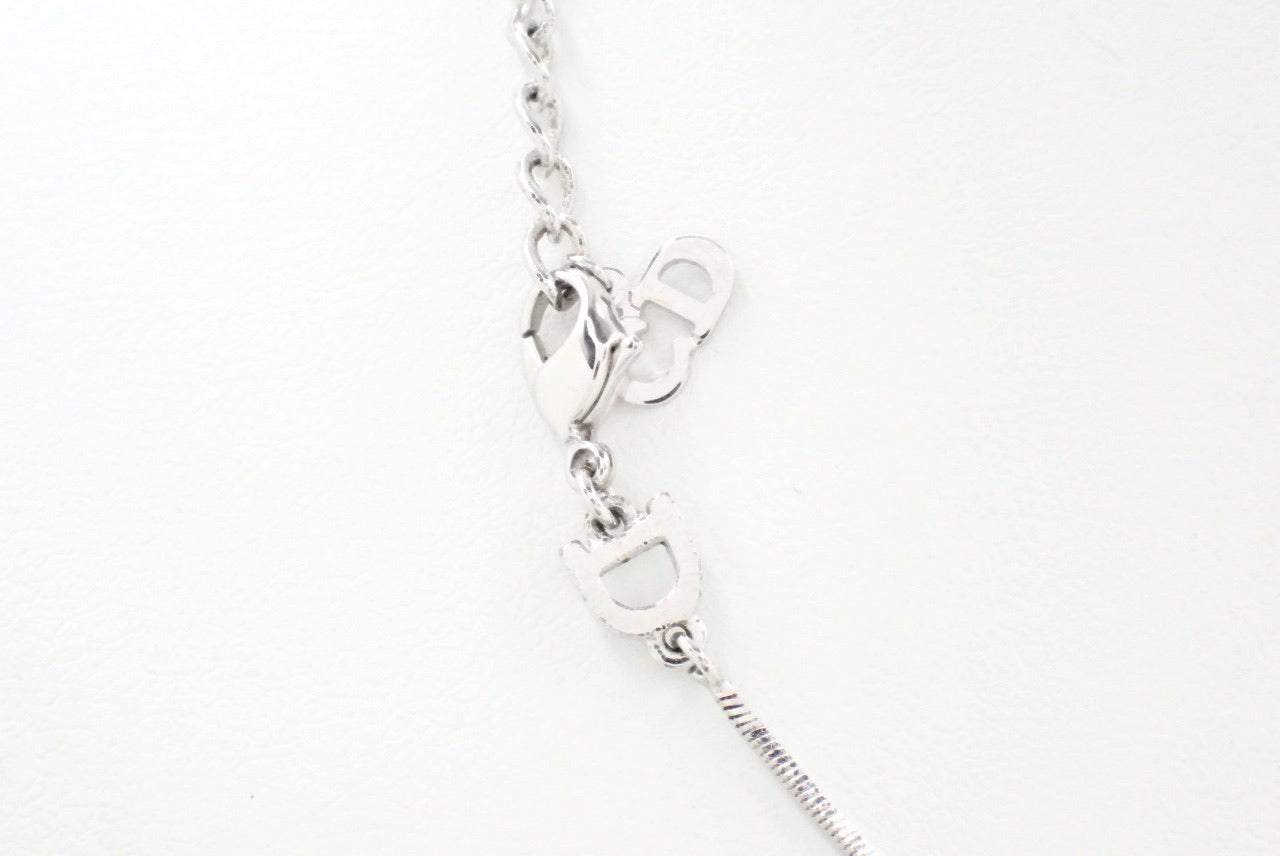 Dior Vintage Silver Angel Wing Logo Necklace