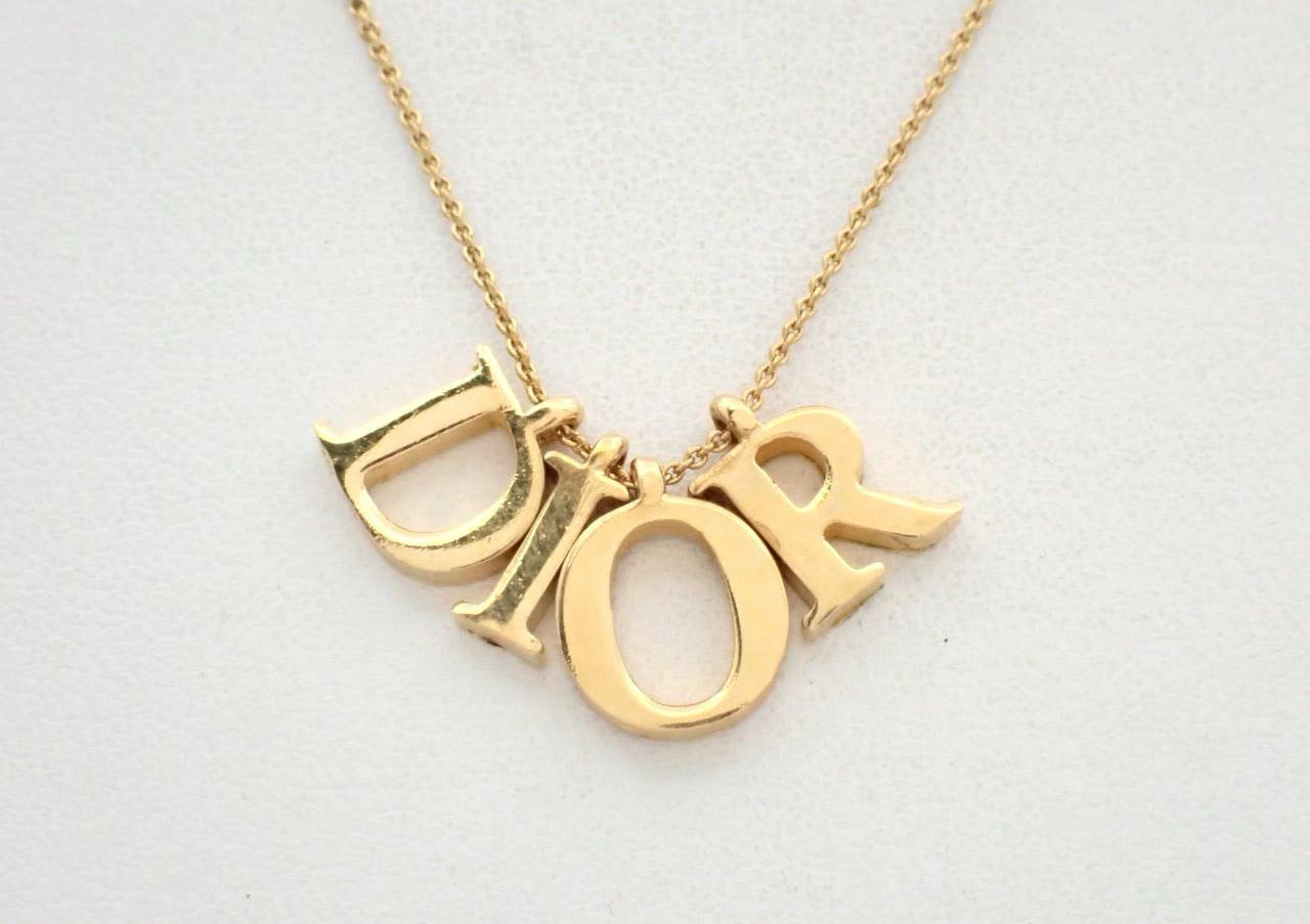 Vintage Dior Gold Letter Necklace