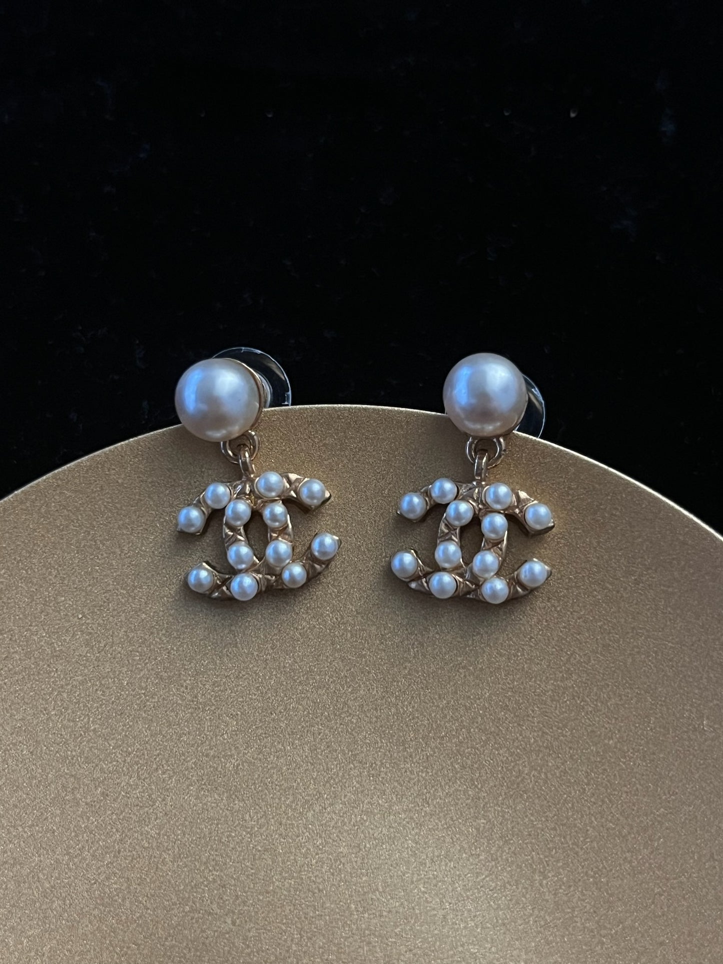 Chanel 2002 Gold-Plated Pearl Stud Earrings