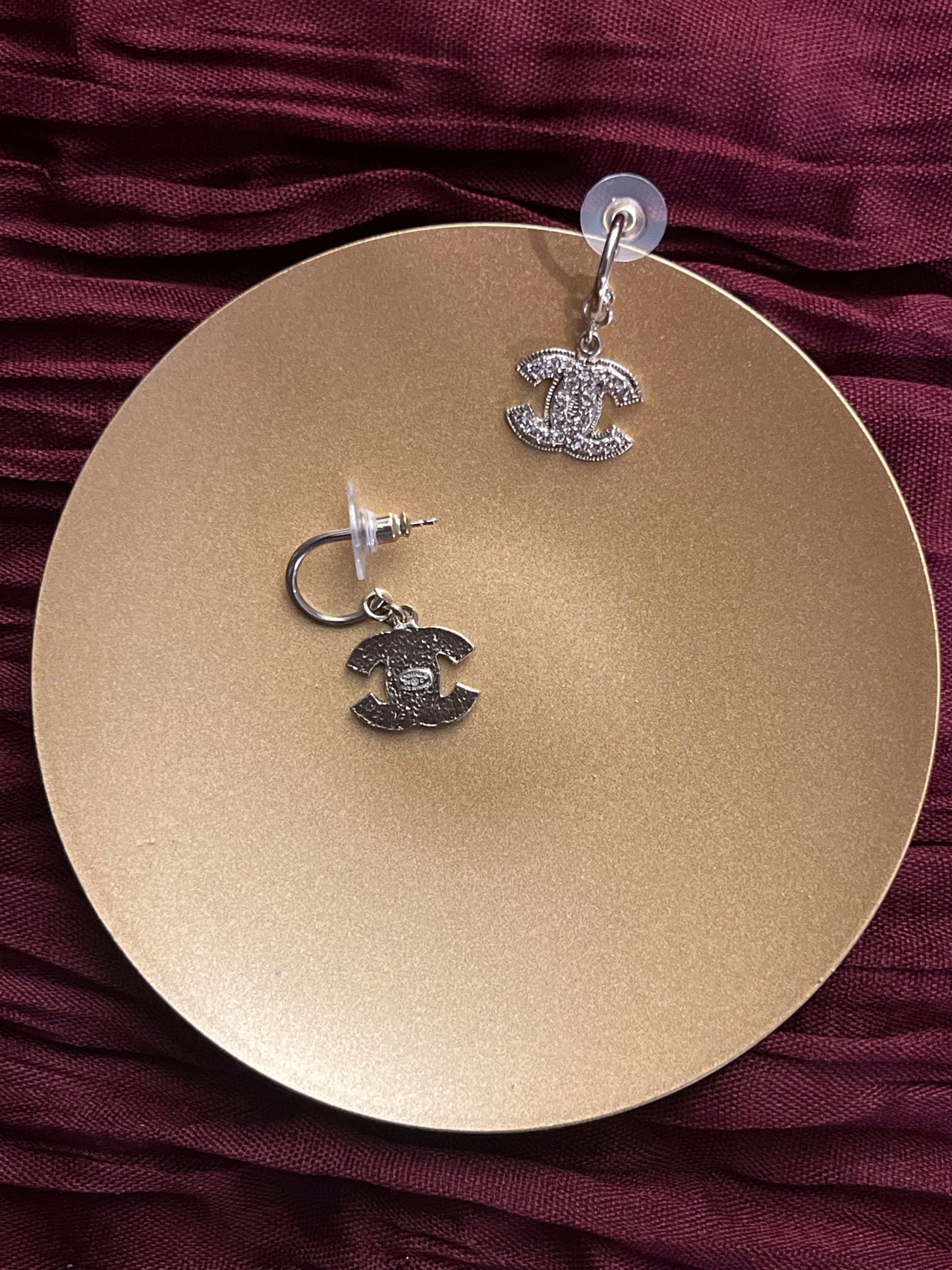Chanel 2008 Double-Layer Pale Pink Crystal Earrings in Light Gold Tone