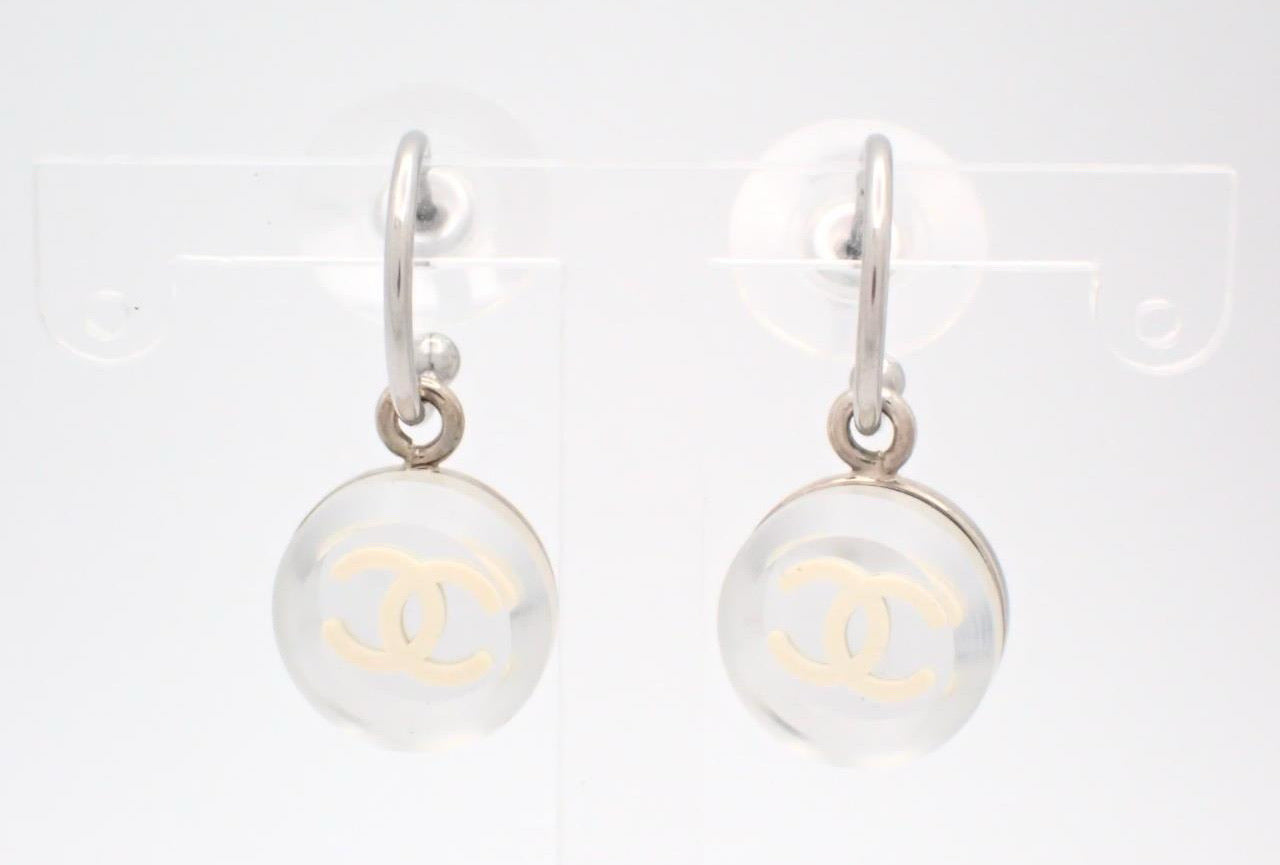 Chanel 2003 CC Disc Drop Earrings – Silver Tone