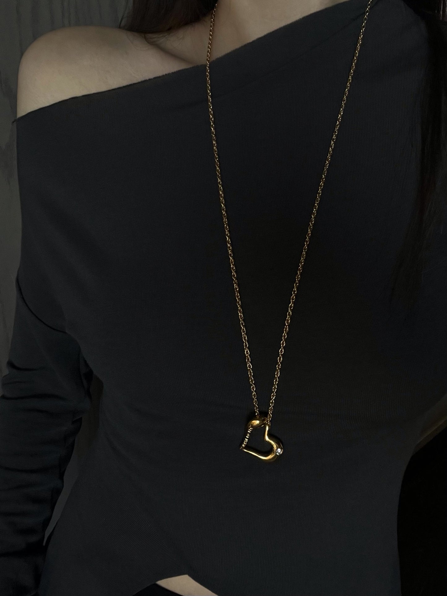 Vintage 1980s Givenchy Gold-Plated Diamond Heart Necklace