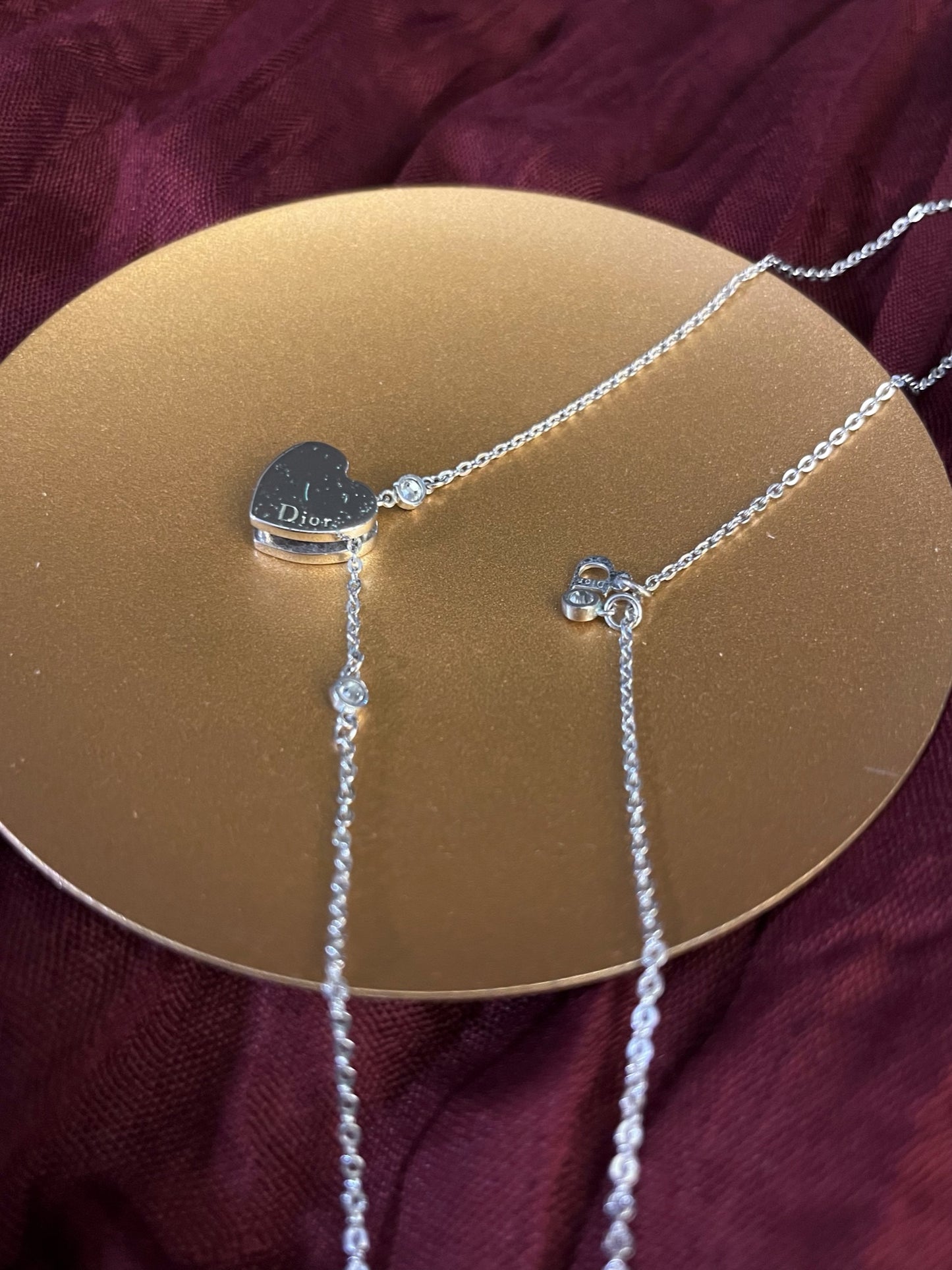 Vintage Dior Double-Layer Open Heart Necklace