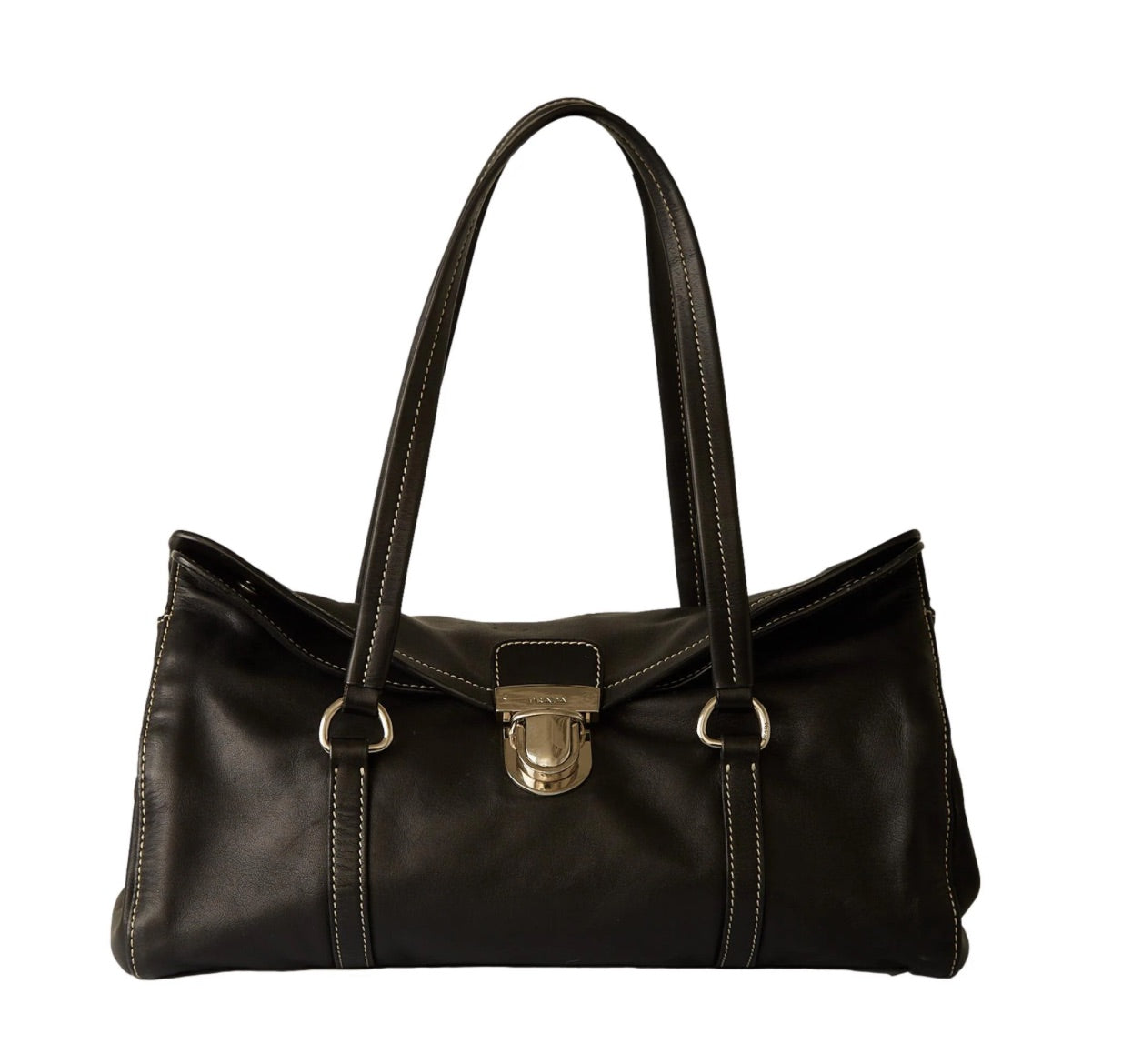 Prada Vintage Black Leather Shoulder Bag