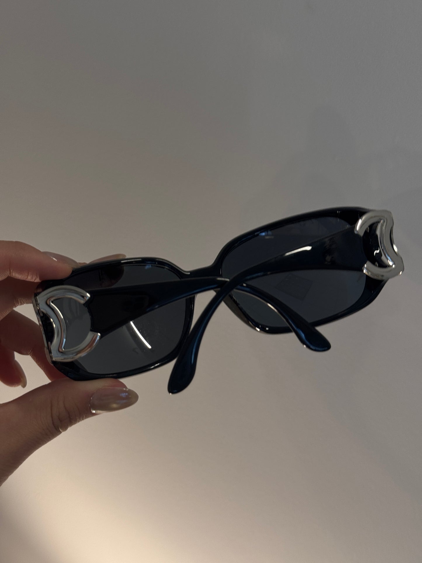 Chanel Mid-2000s "Gilded Arc" Gold Open-CC Rectangular Sunglasses