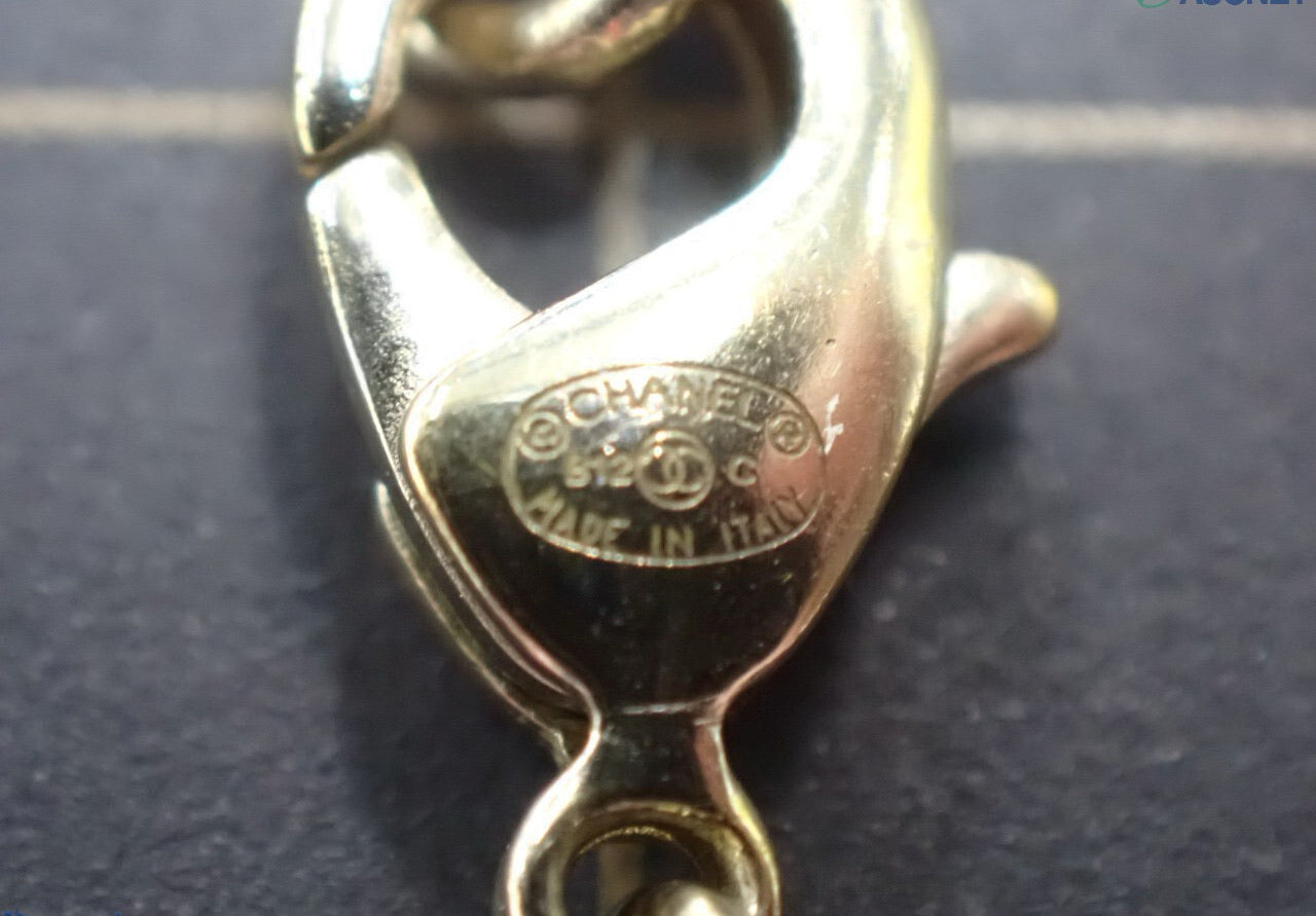 Chanel 2012 Gold CC Logo Pink Crystal Drop Necklace