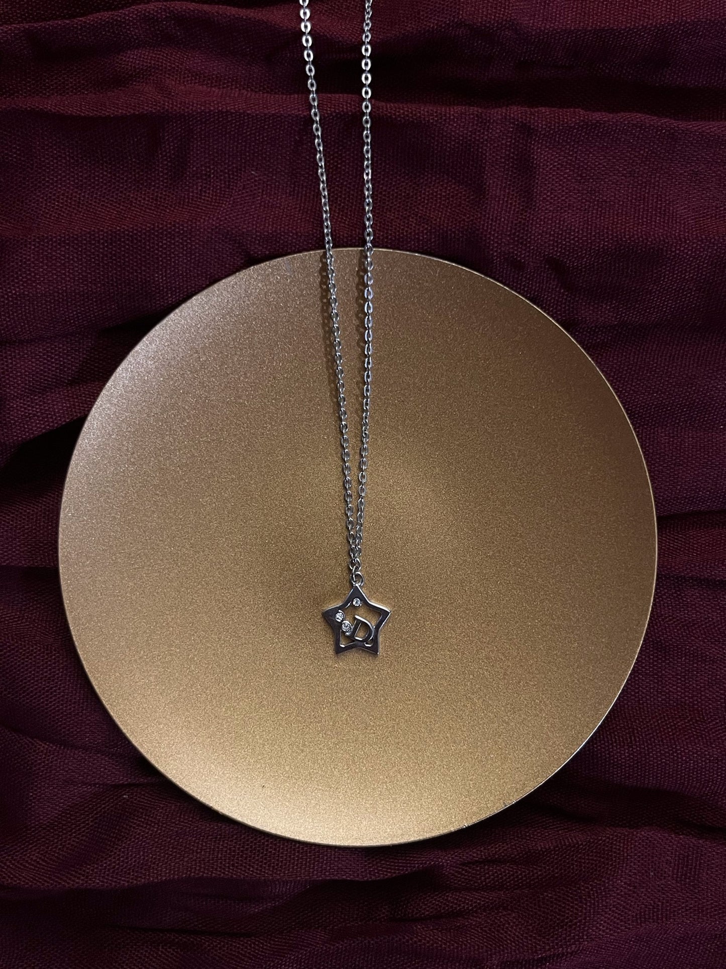 Vintage Dior Silver Openwork Star “D” Necklace