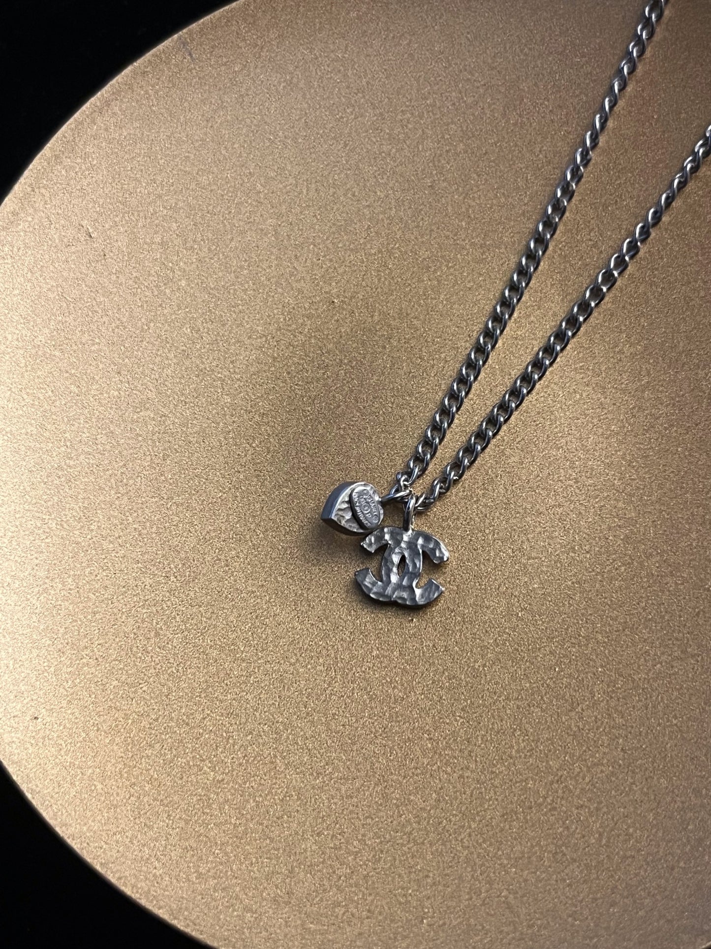 Chanel 2006 Crystal CC & Heart Charm Necklace