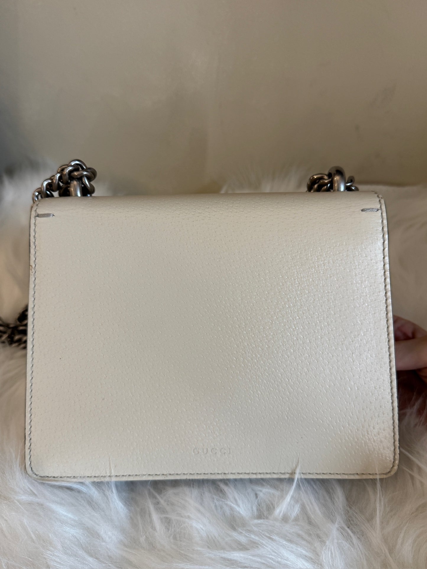 Gucci Dionysus White Leather Crystal Buckle Shoulder Bag